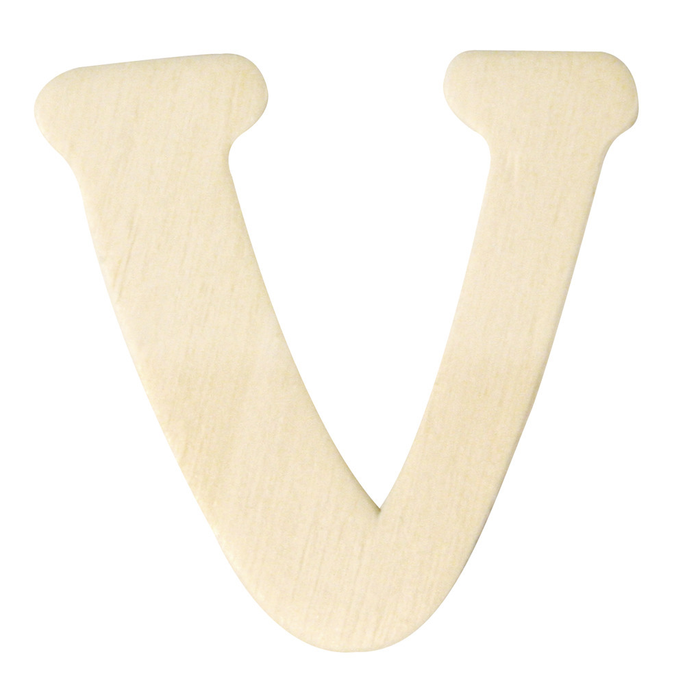 Houten letter V 4 cm