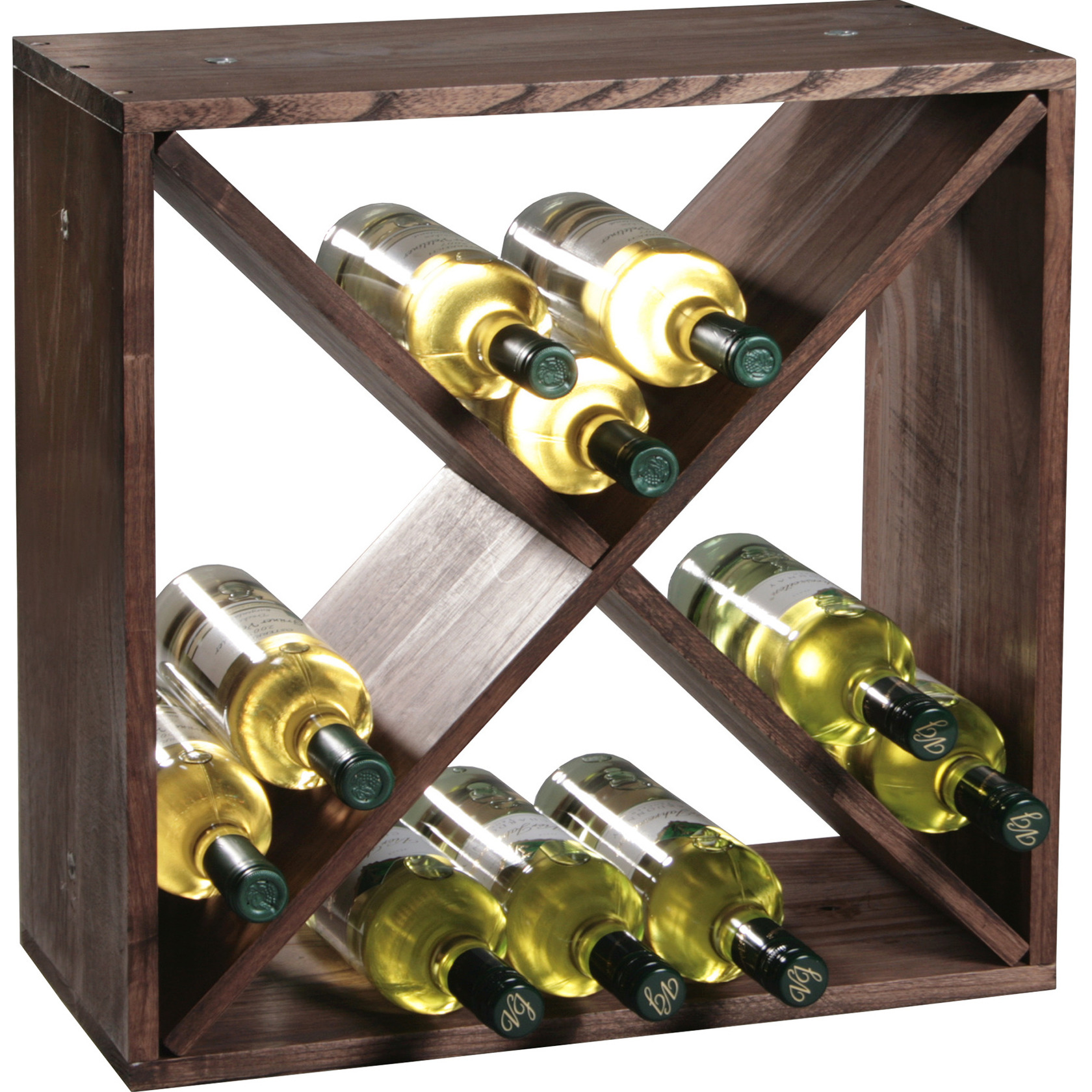 Houten wijnflessen rek-wijnrek vierkant voor 24 flessen 25 x 50 x 50 cm