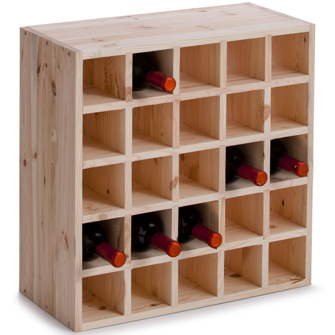 Houten wijnflessen rek-wijnrek vierkant voor 25 flessen 52 x 25 x 52 cm