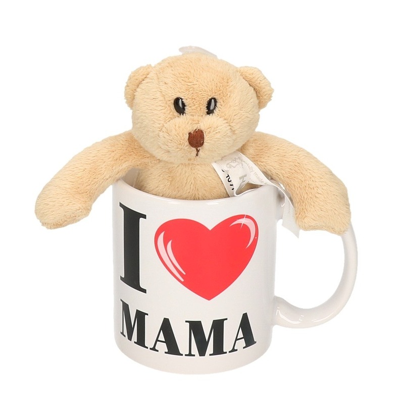 I love mama mok-beker met knuffelbeer voor Moederdag