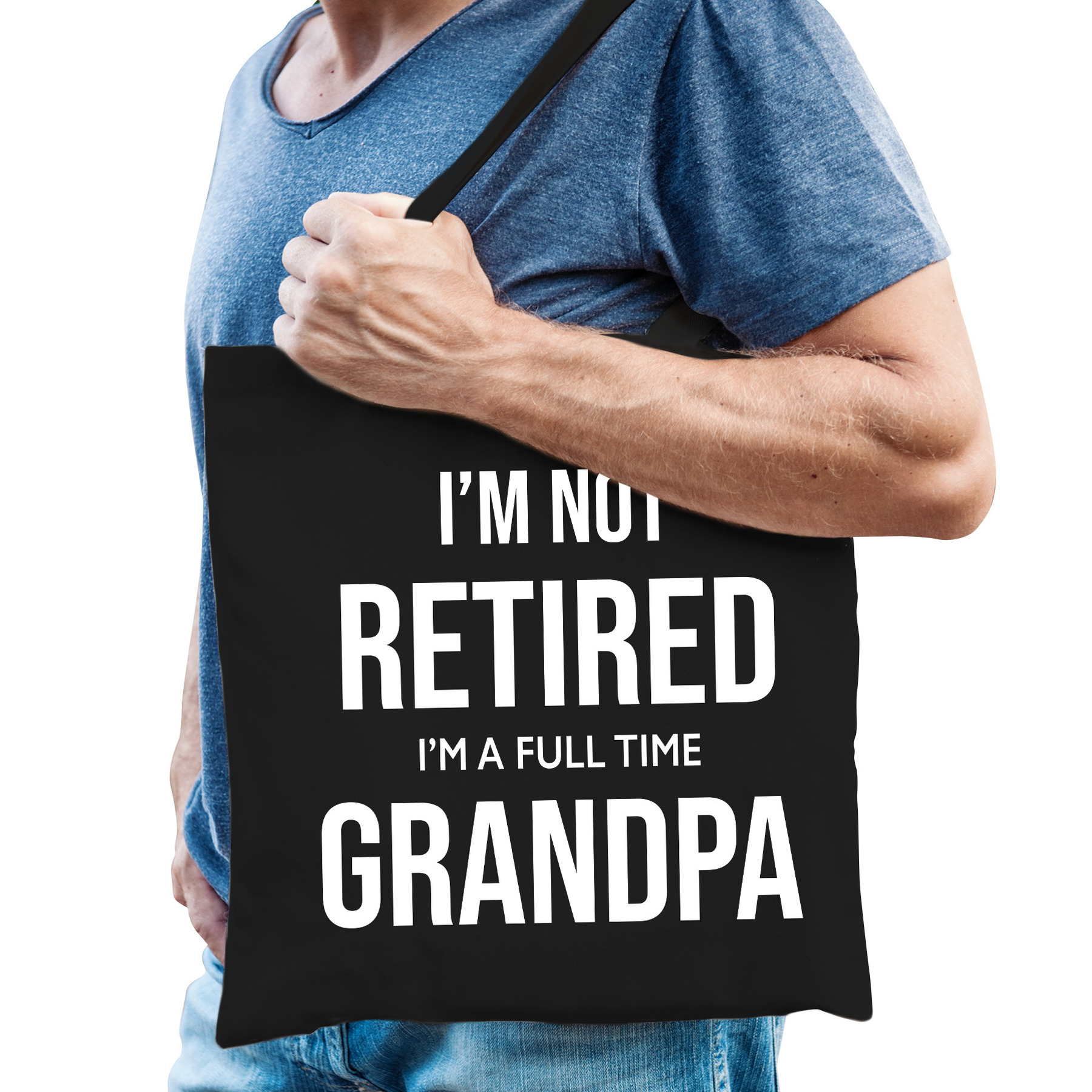 Im not retired im a full time grandpa-pensioen cadeau tasje zwart heren
