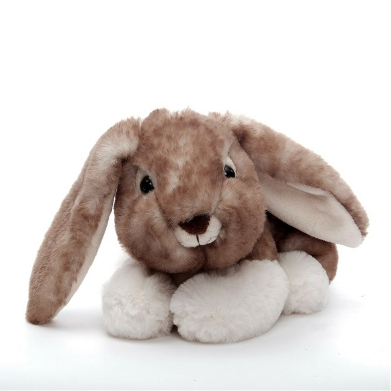 Inware pluche konijn-haas knuffeldier bruin liggend 24 cm