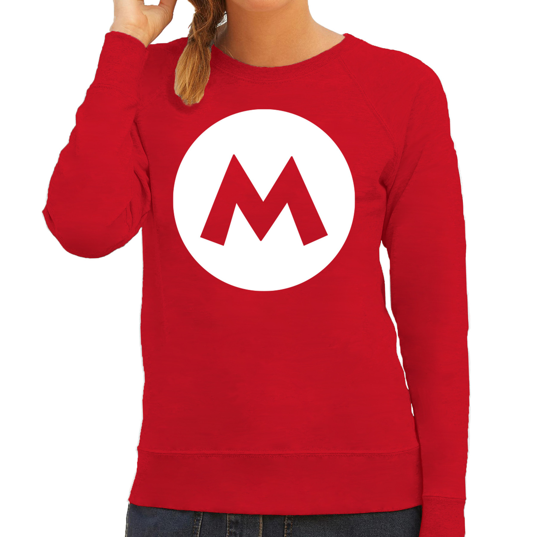 Italiaanse Mario loodgieter verkleed sweater-trui rood voor dames