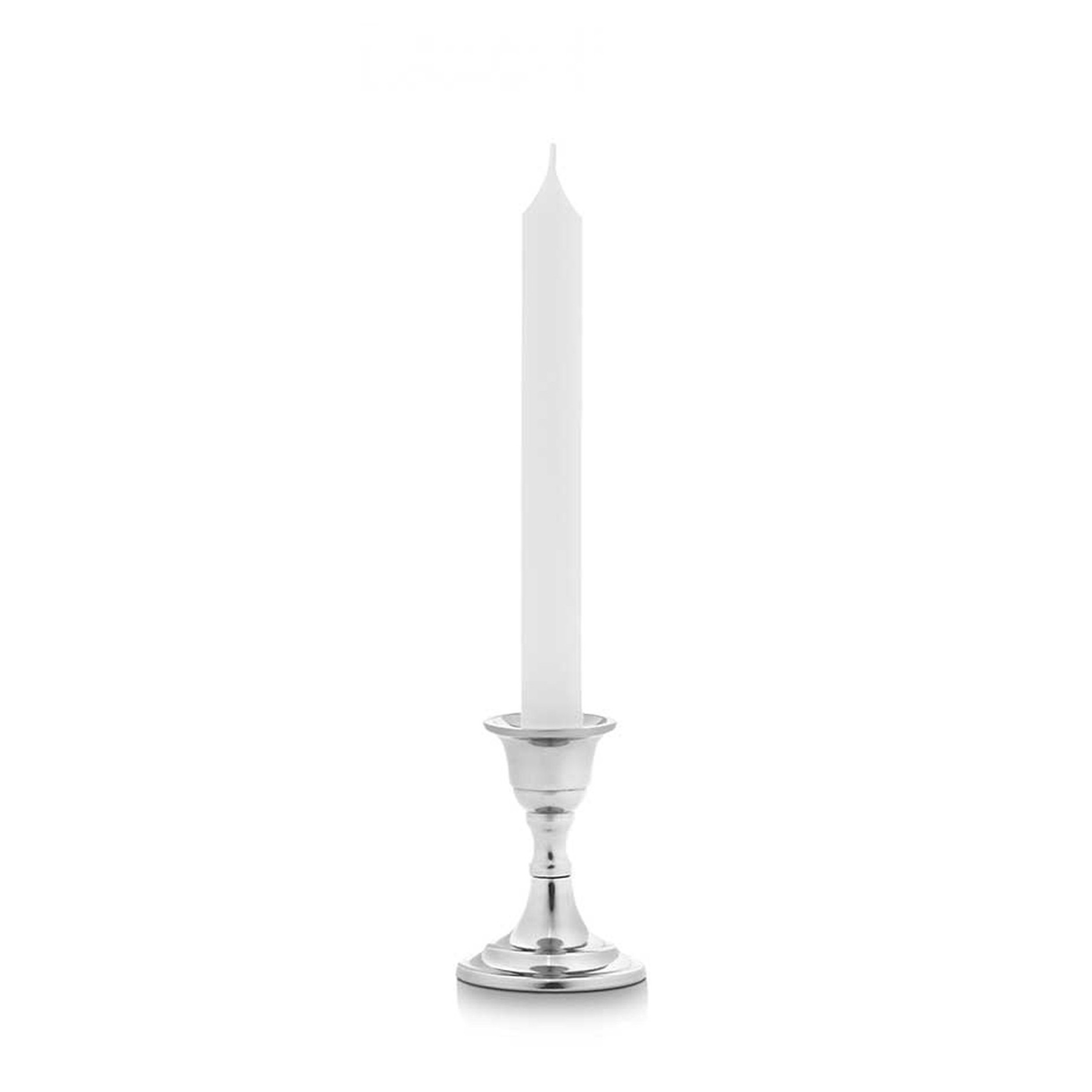 Kaarsen kandelaar van decoratief metaal voor dinerkaarsen zilver D6 x H8 cm