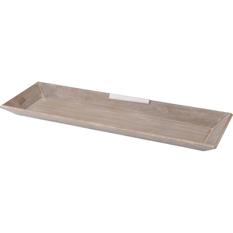 Kaarsenbord-plateau hout wit 20 x 60 cm rechthoekig