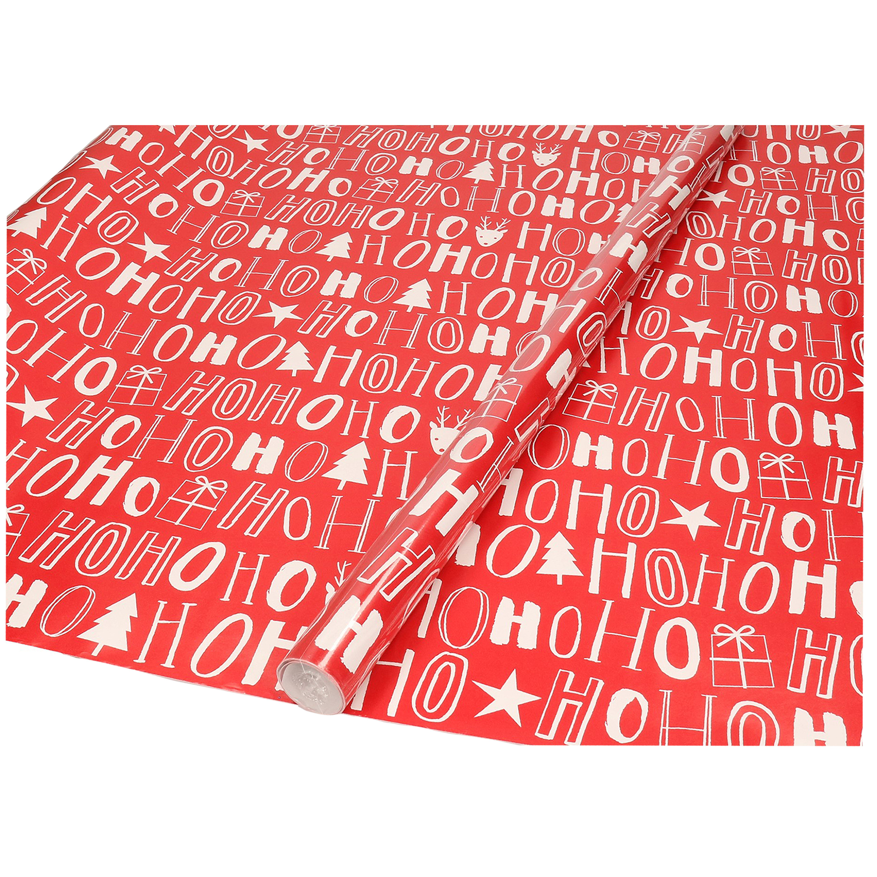 Kerst inpakpapier-cadeaupapier rood Ho Ho Ho 200 x 70 cm