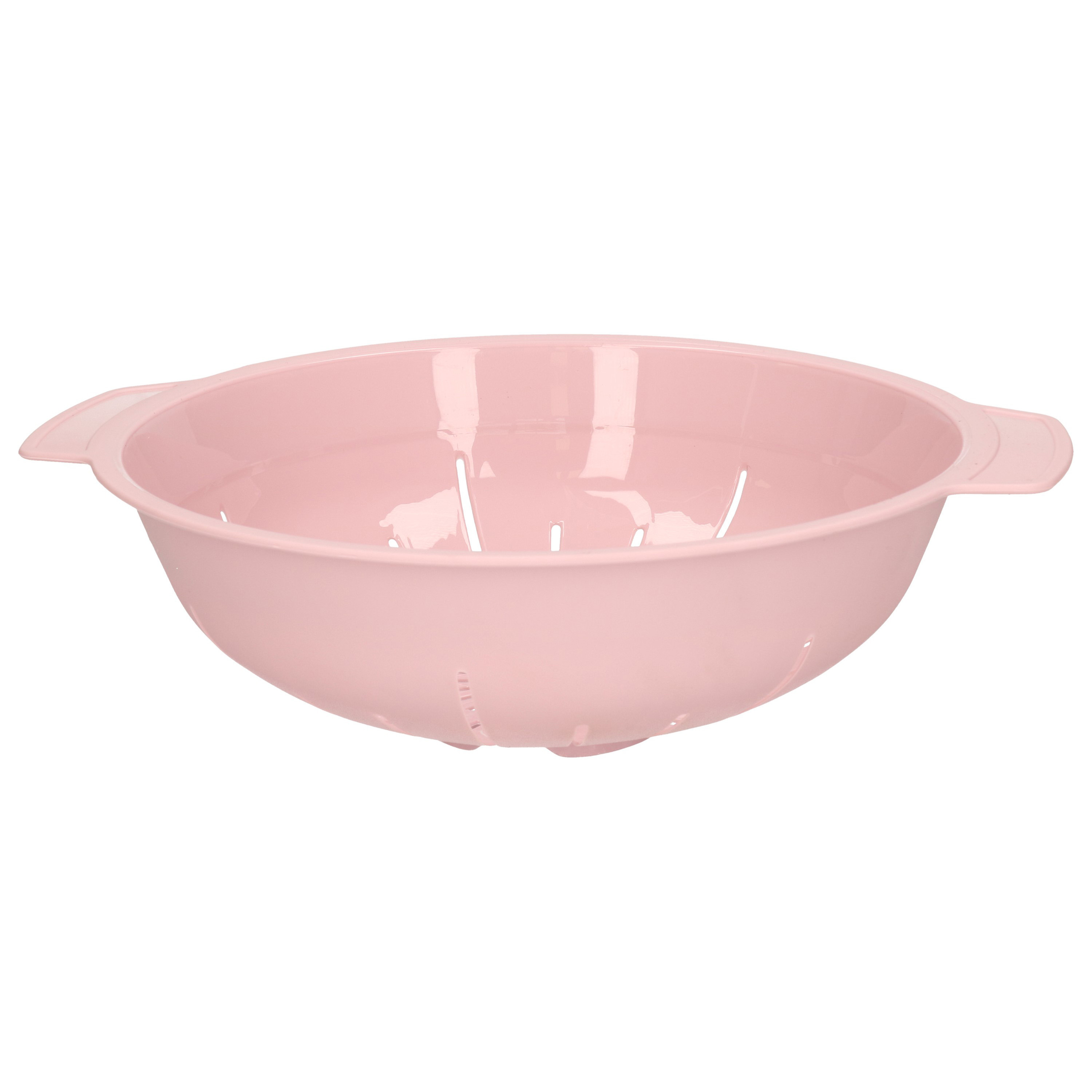 Keuken vergiet-zeef kunststof Dia 25 cm x Hoogte 8 cm roze
