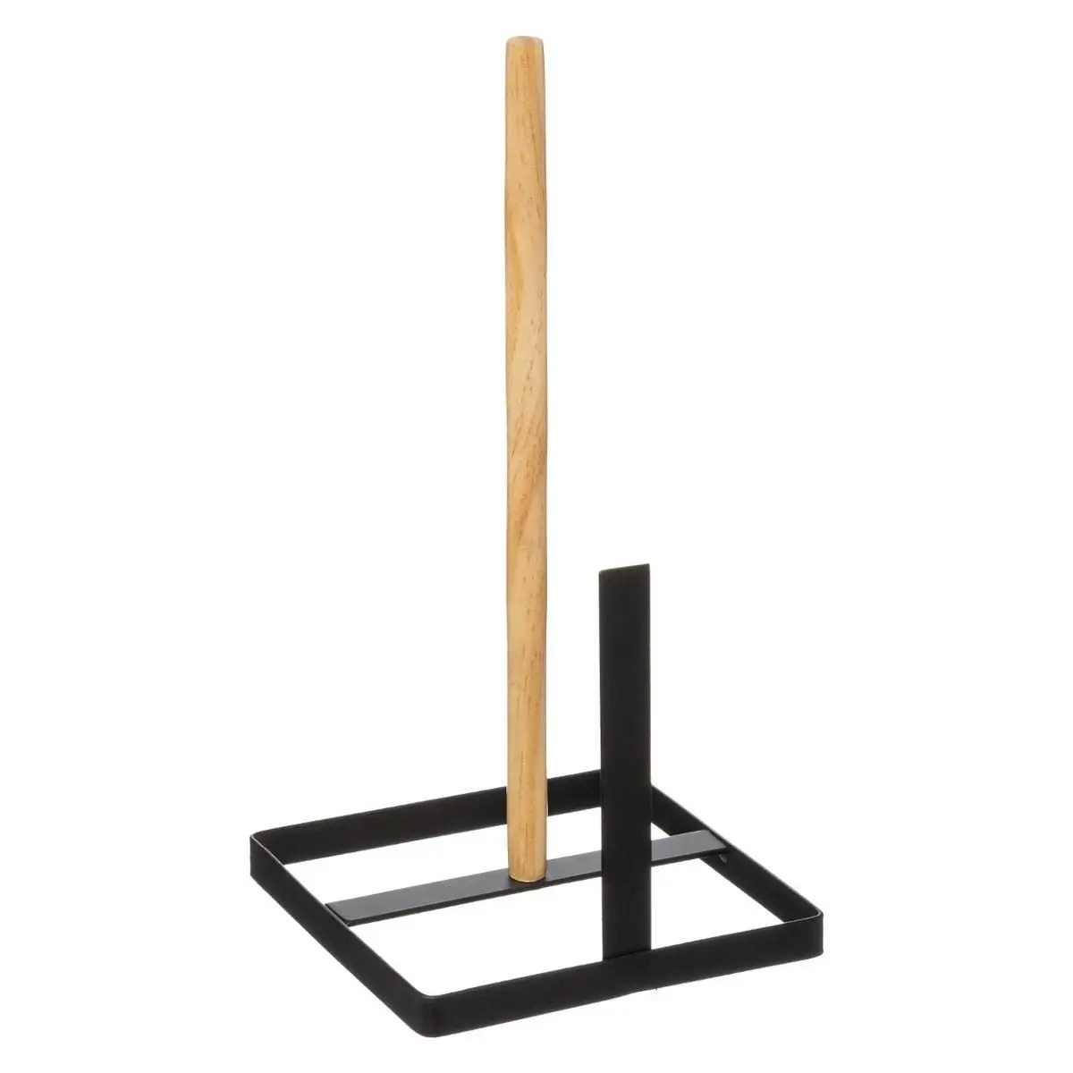 Keukenrolhouder ijzer-hout 15 x 30 cm zwart