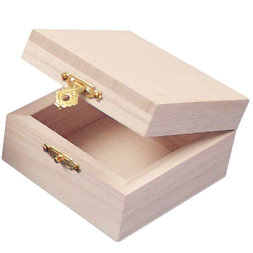 Klein houten kistje met sluiting en deksel 7 x 7 x 4 cm Sieraden-spulletjes-sleutels