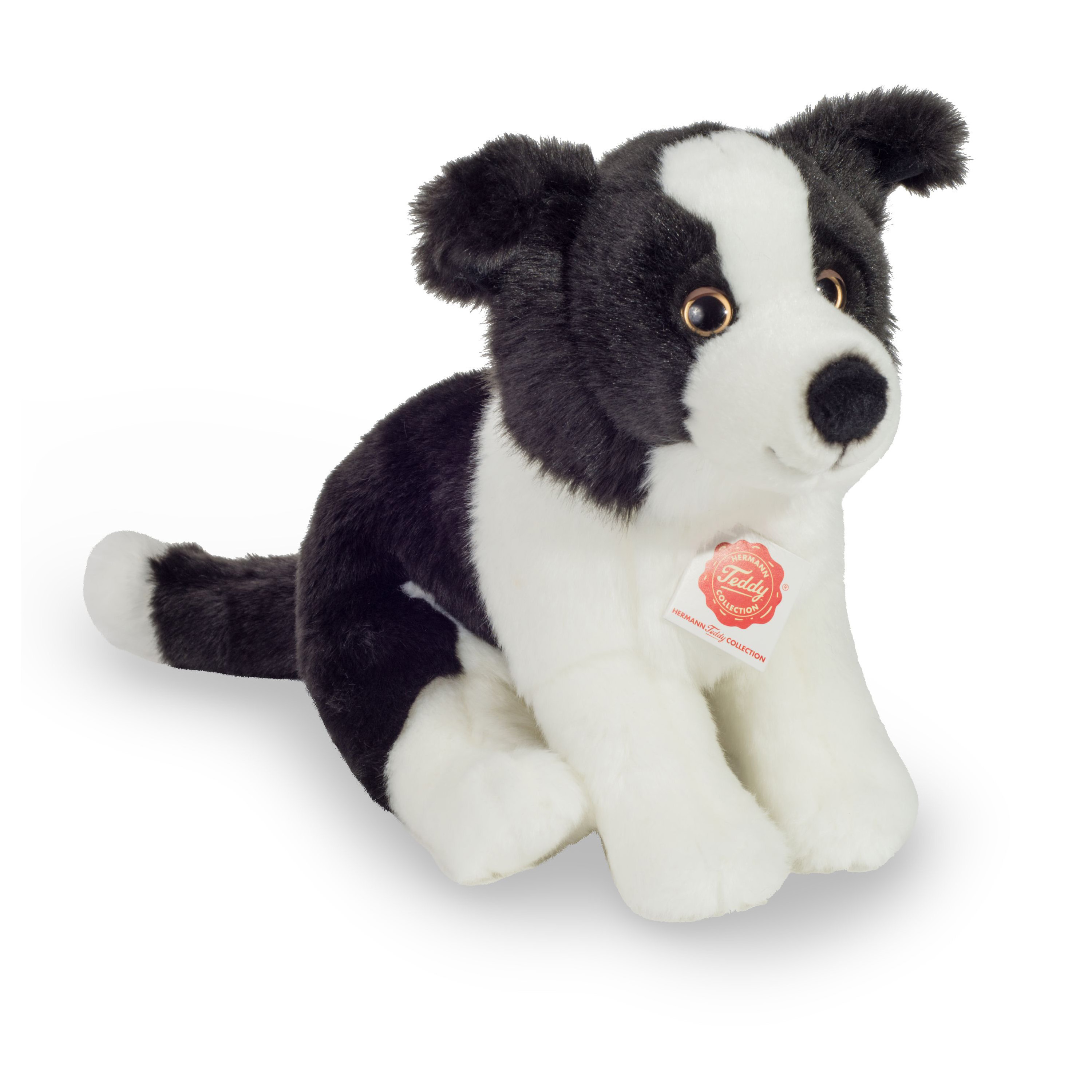 Knuffeldier hond Border Collie zachte pluche stof premium kwaliteit knuffels zwart-wit 25 cm