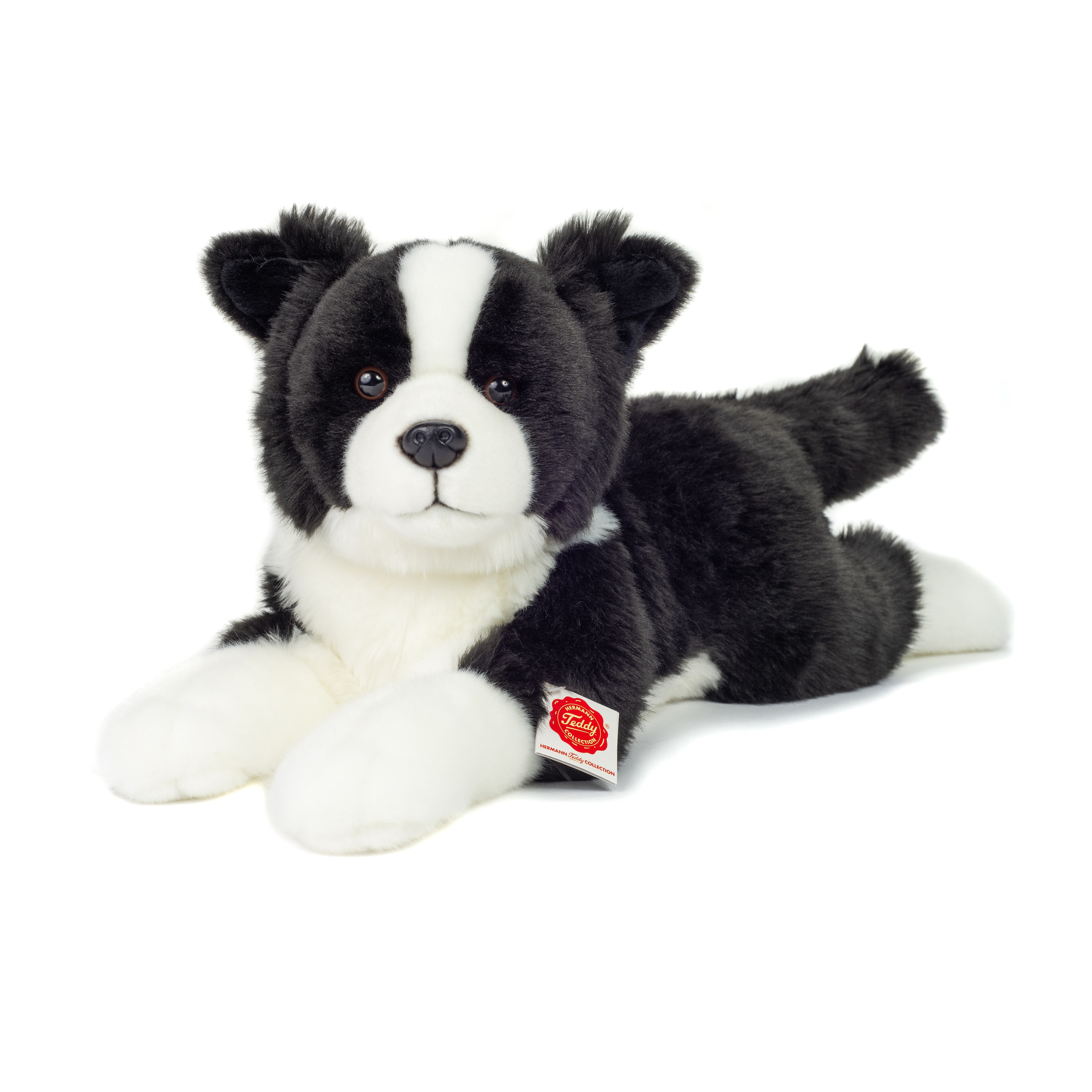 Knuffeldier hond Border Collie zachte pluche stof premium kwaliteit knuffels zwart-wit 45 cm