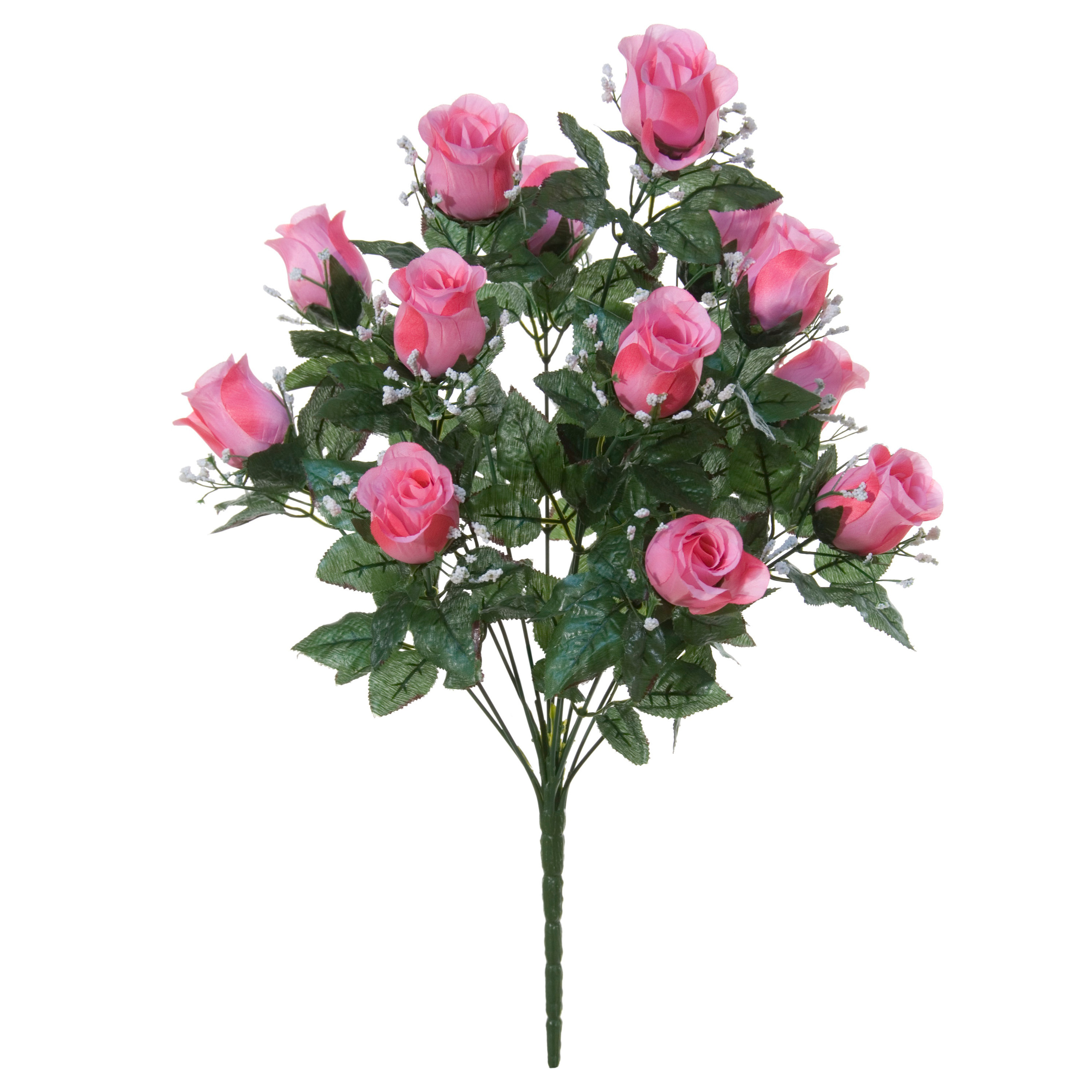 Kunstbloemen boeket rozen-gipskruid lichtroze H56 cm Bloemstuk Bladgroen