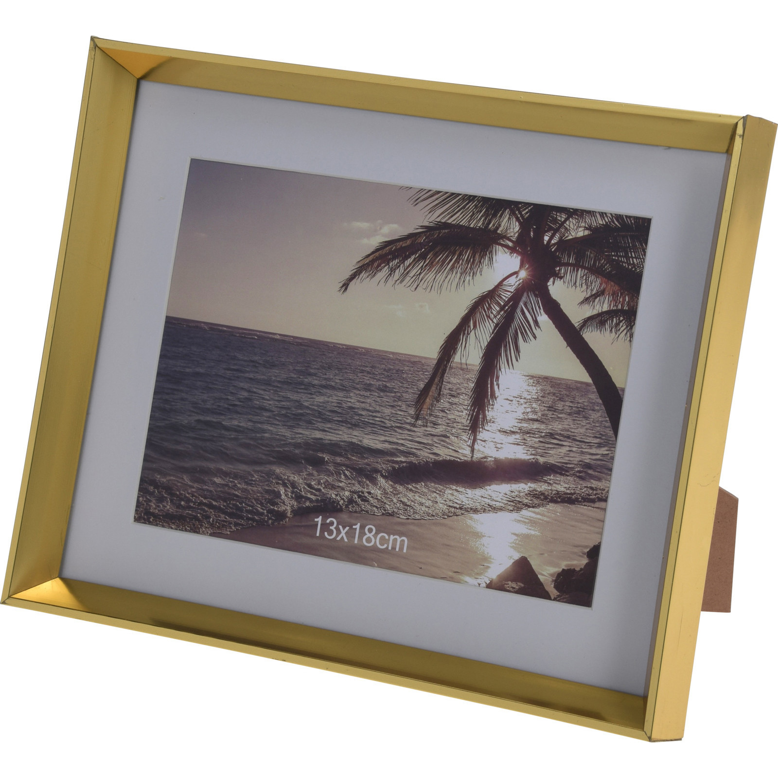 Kunststof fotolijst goud geschikt voor een foto van 13 x 18 cm