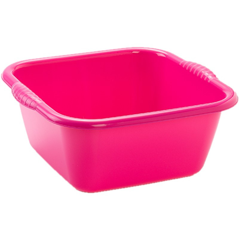 Kunststof teiltje-afwasbak vierkant 6 liter roze