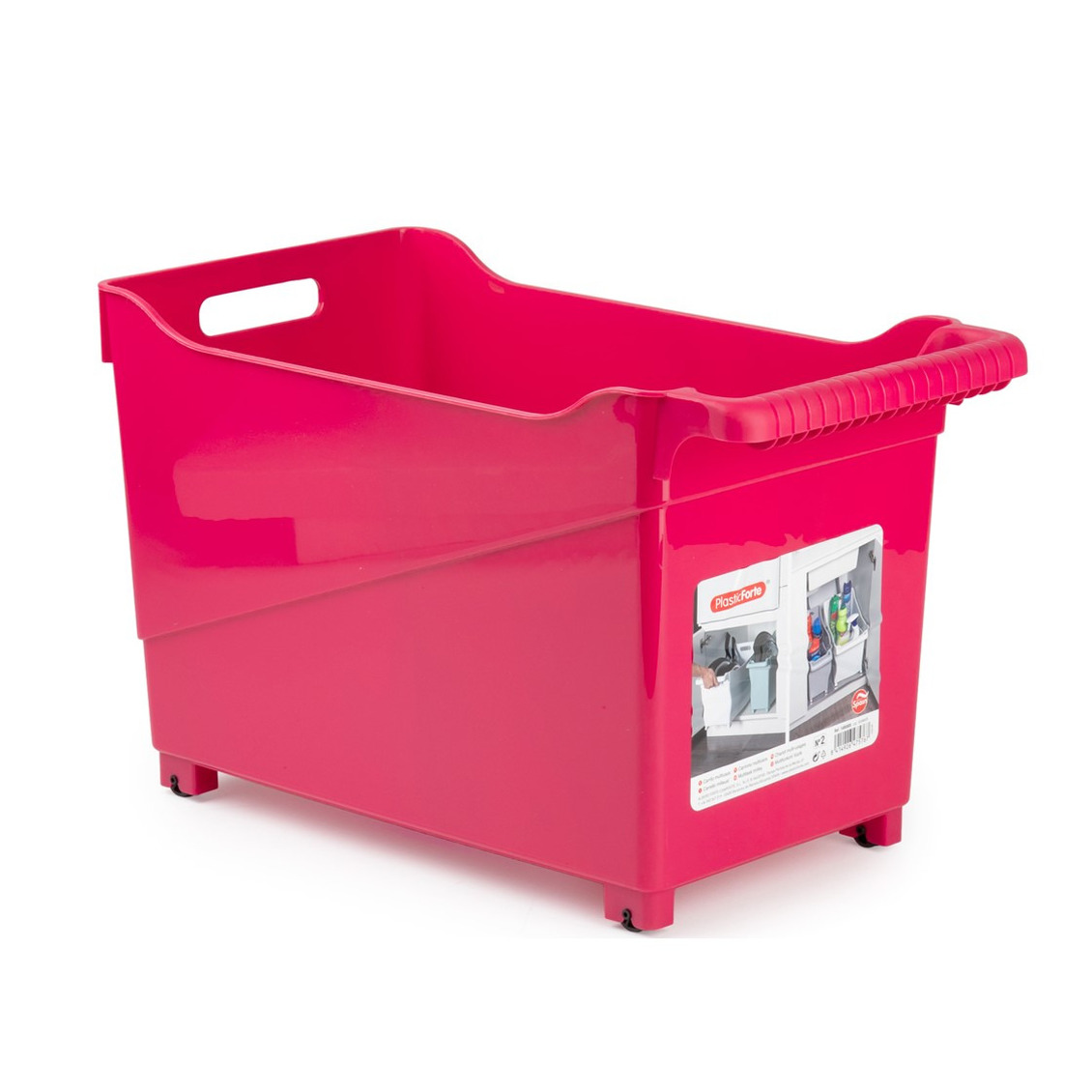 Kunststof trolley fuchsia roze op wieltjes L45 x B24 x H27 cm