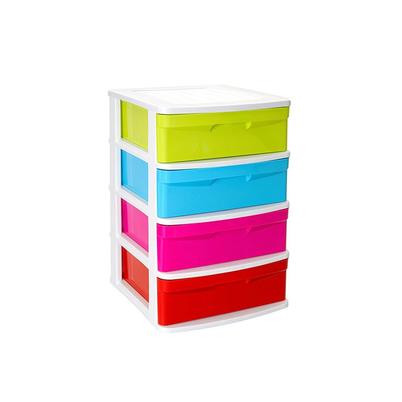 Ladeblok-bureau organizer met 4x lades multi-color-wit L40 x B39 x H65 cm