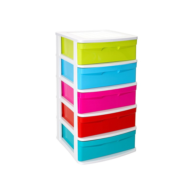 Ladeblok-bureau organizer met 5x lades multi-color-wit L40 x B39 x H81 cm