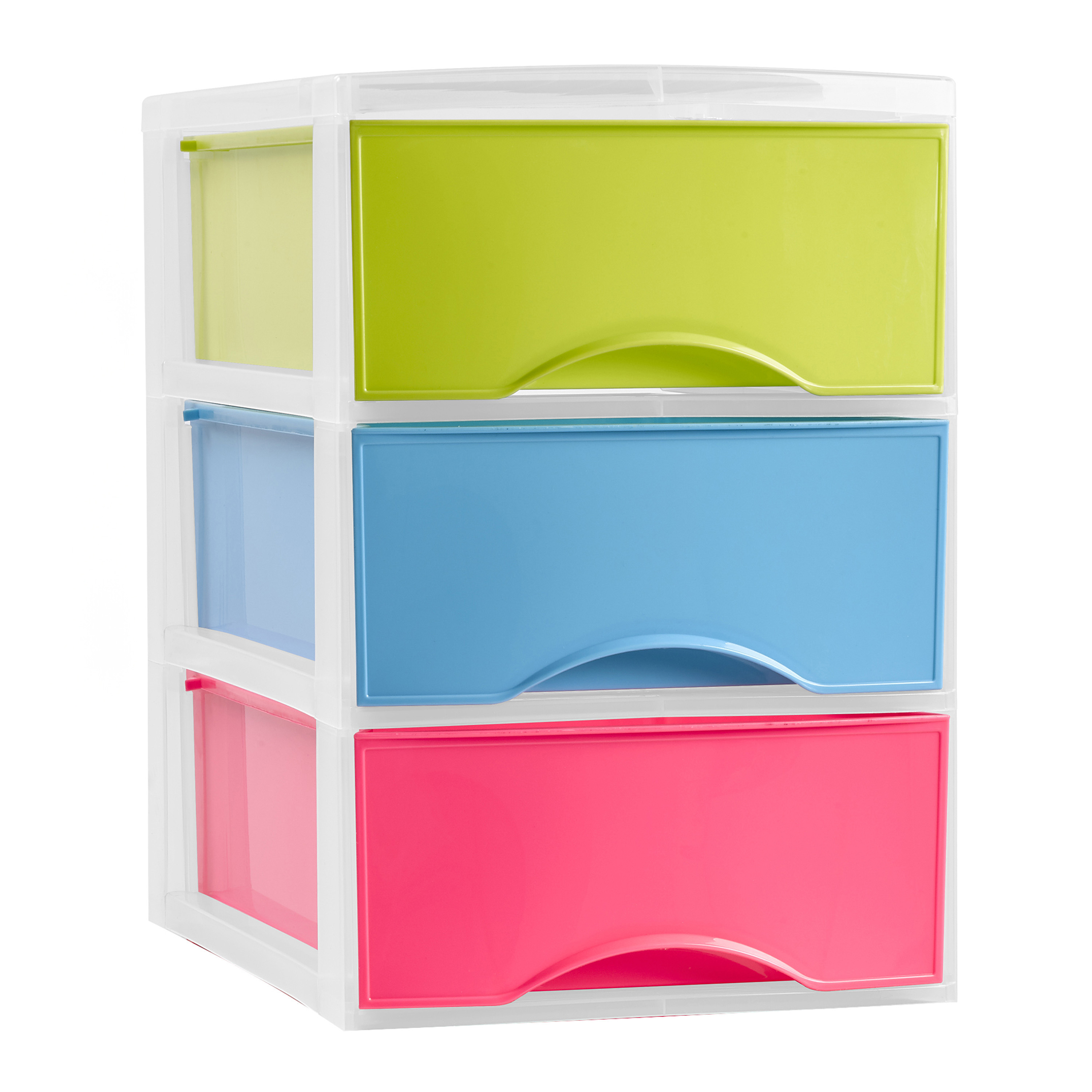 Ladeblokje-bureau organizer met 3x lades multi kleuren L26 x B36 x H37 cm plastic