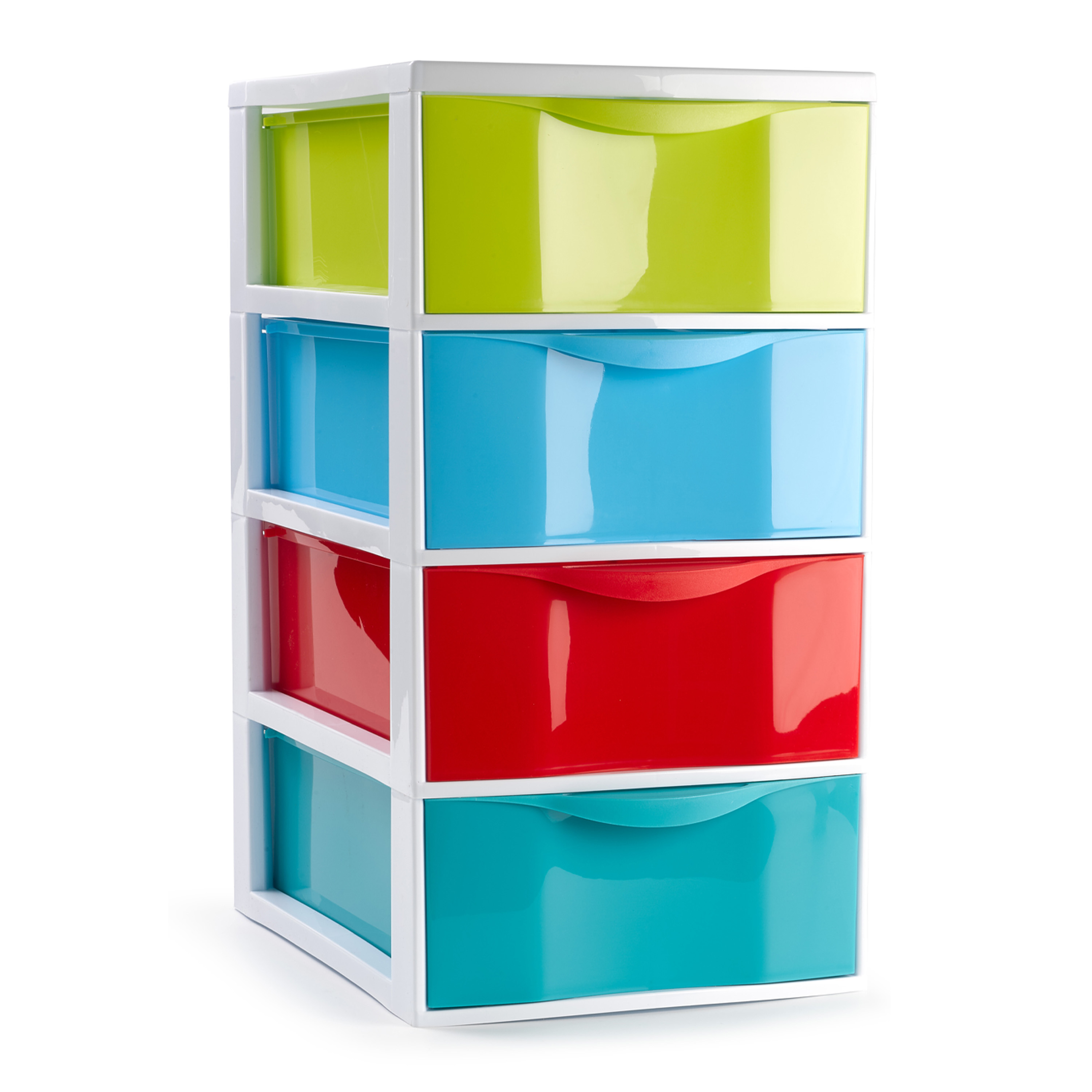 Ladeblokje-bureau organizer met 4x lades multi kleuren L18 x B25 x H33 cm plastic