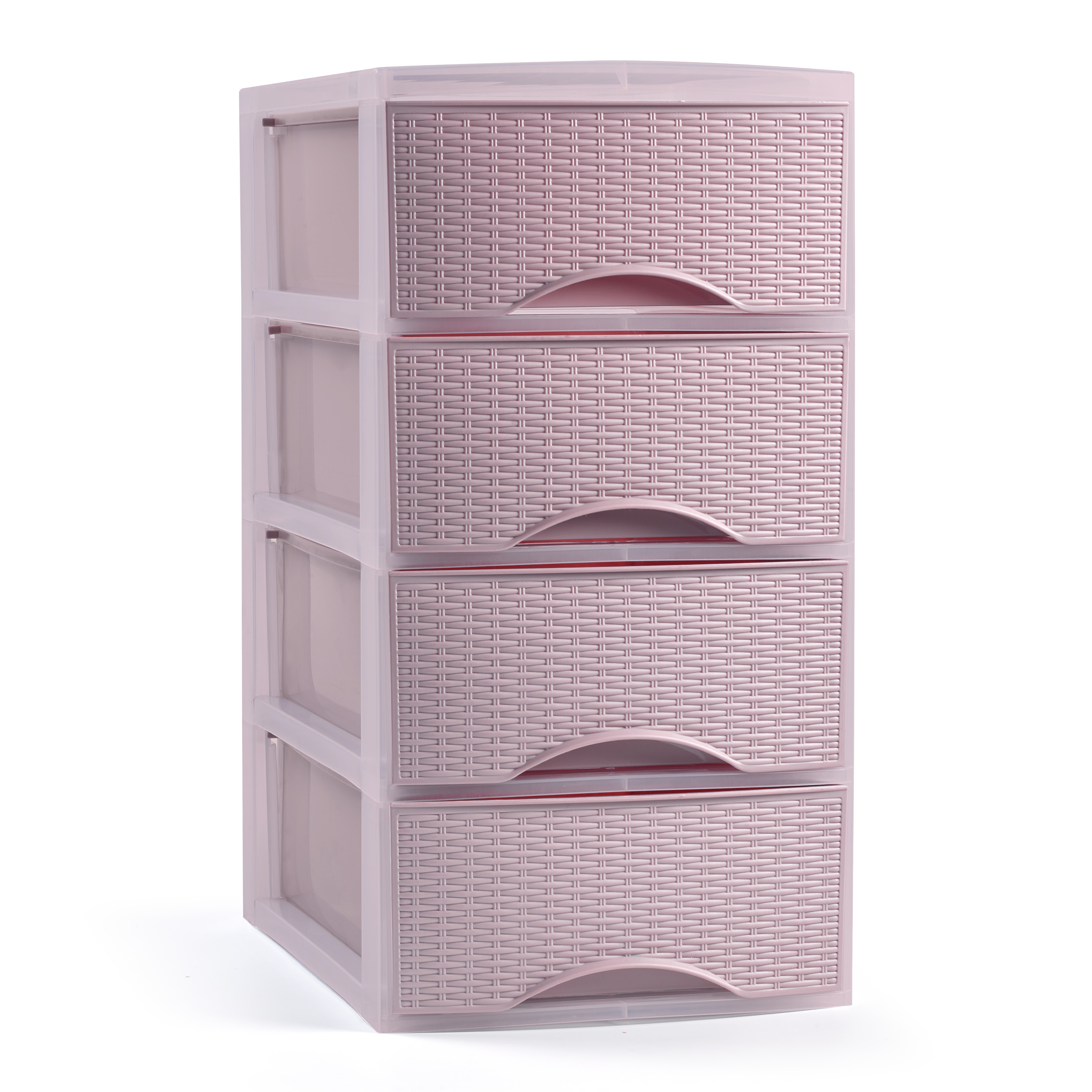 Ladeblokje-bureau organizer met 4x lades roze L18 x B25 x H33 cm plastic