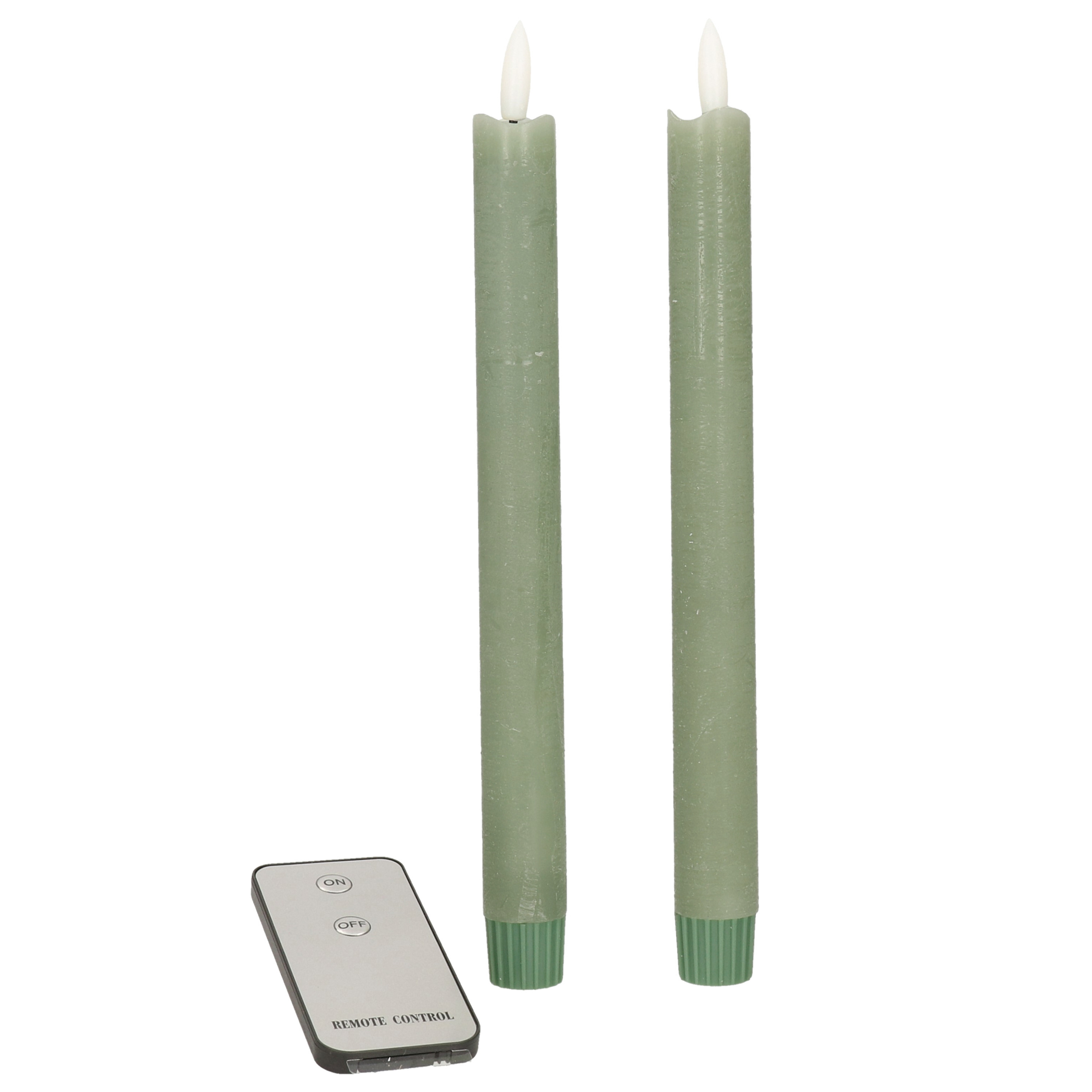 LED dinerkaarsen 2x jade groen 23 cm met afstandsbediening