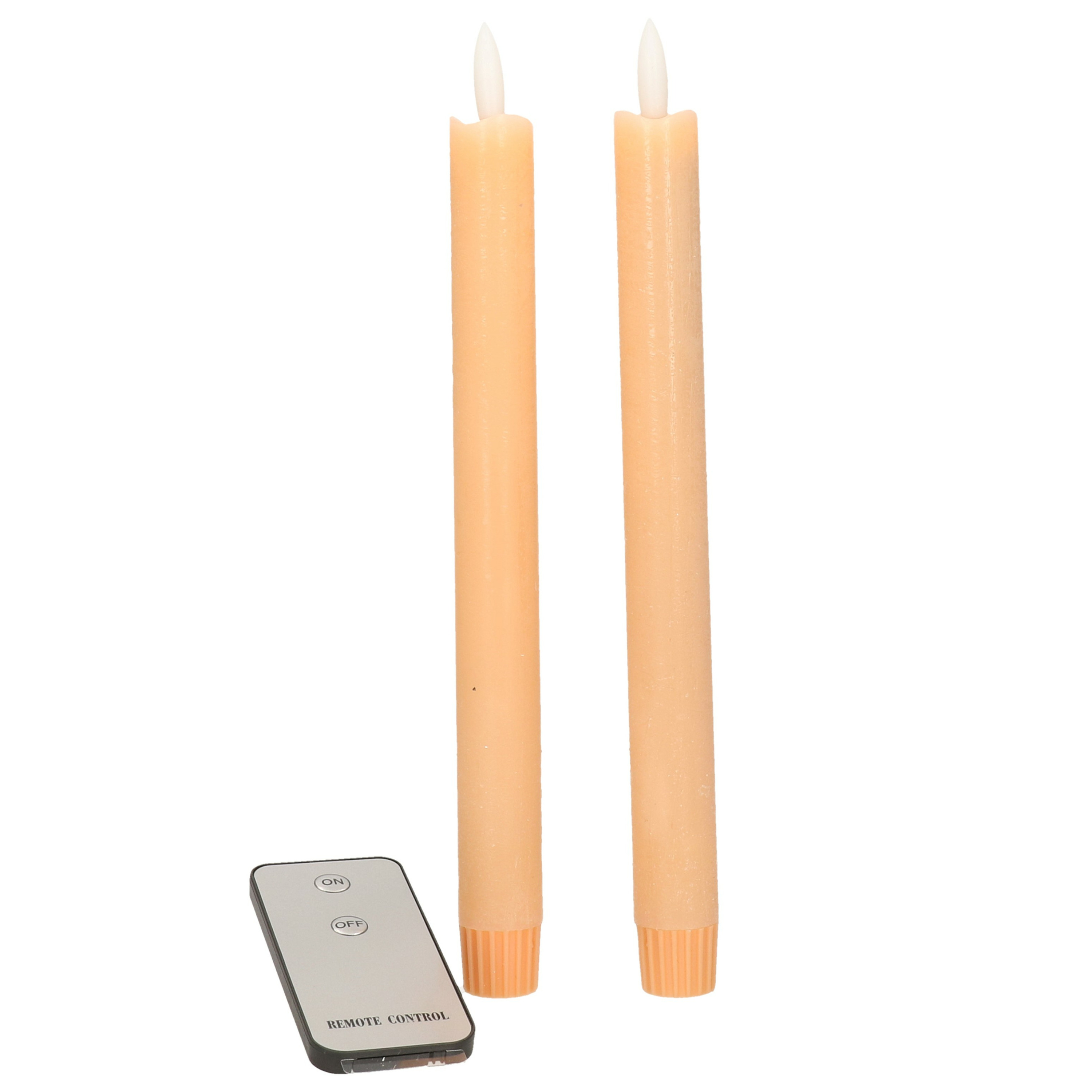LED dinerkaarsen 2x perzik oranje 23 cm met afstandsbediening