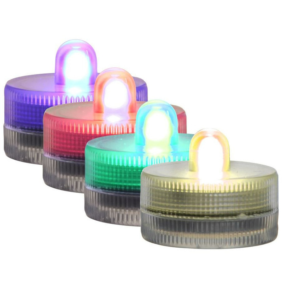 LED waxinelichtjes-theelichtjes voor onder water set van 2x meerkleurig
