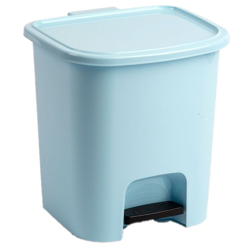 Lichtblauwe afvalemmers-vuilnisemmers-pedaalemmers 7.5 liter met deksel en pedaal