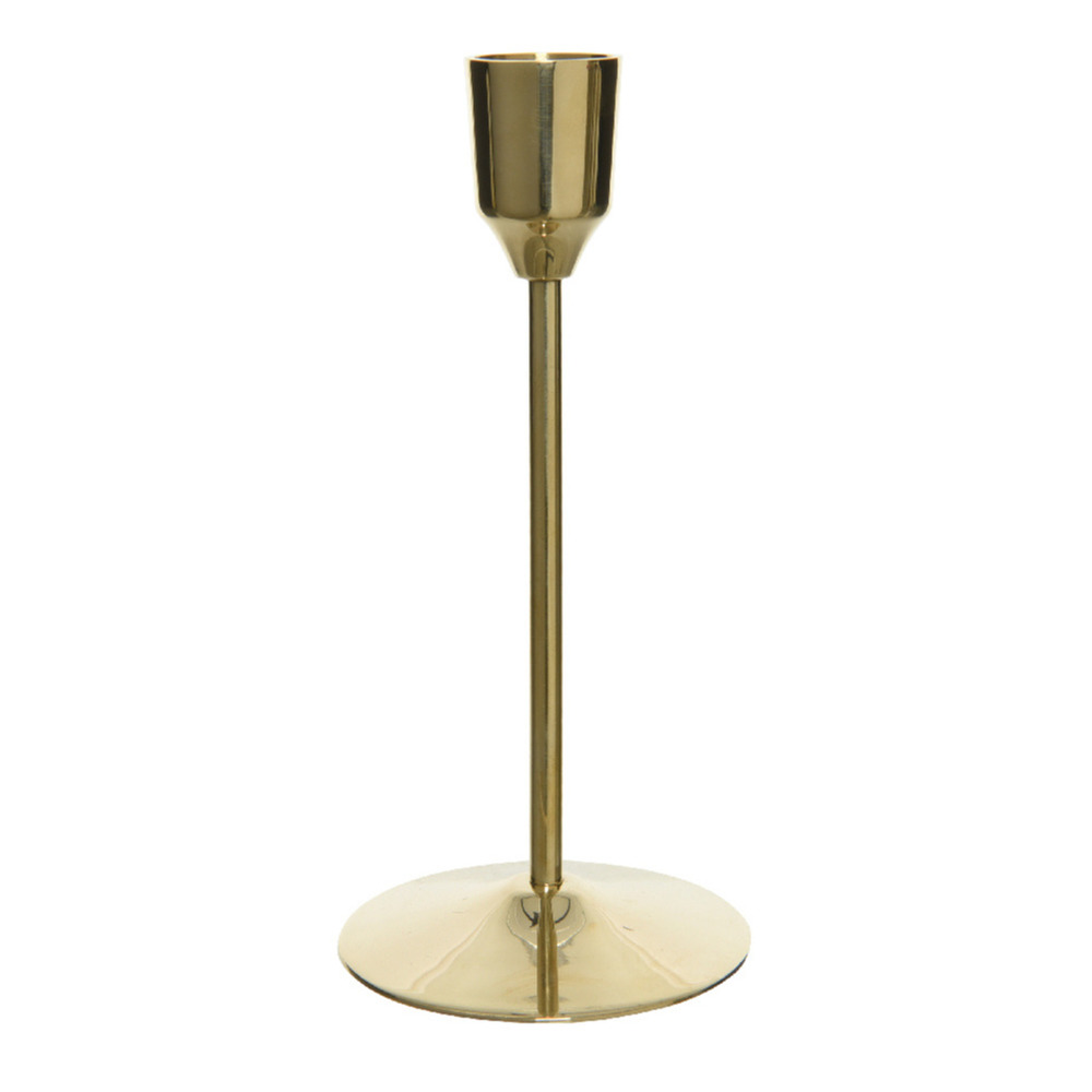 Luxe diner kaarsen staande kandelaar aluminium kleur goud 15 cm