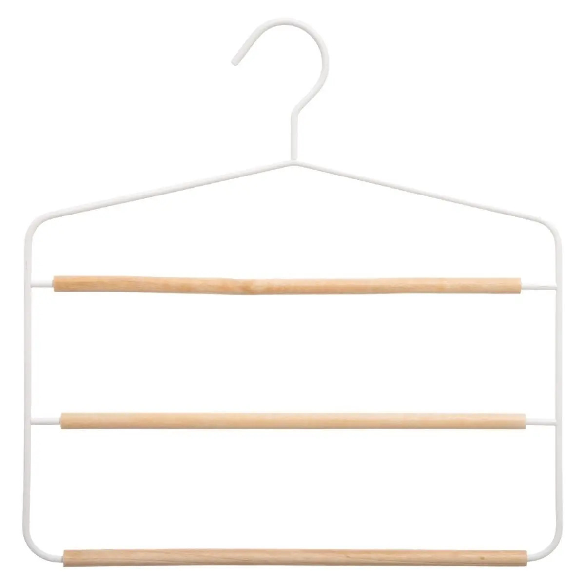 Luxe kledinghanger-broekhanger voor 3 broeken wit 35 x 36 cm