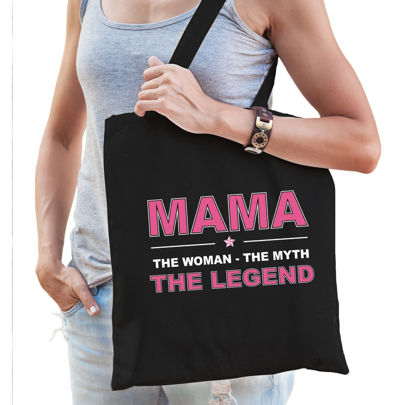 Mama the legend katoenen tas zwart voor dames