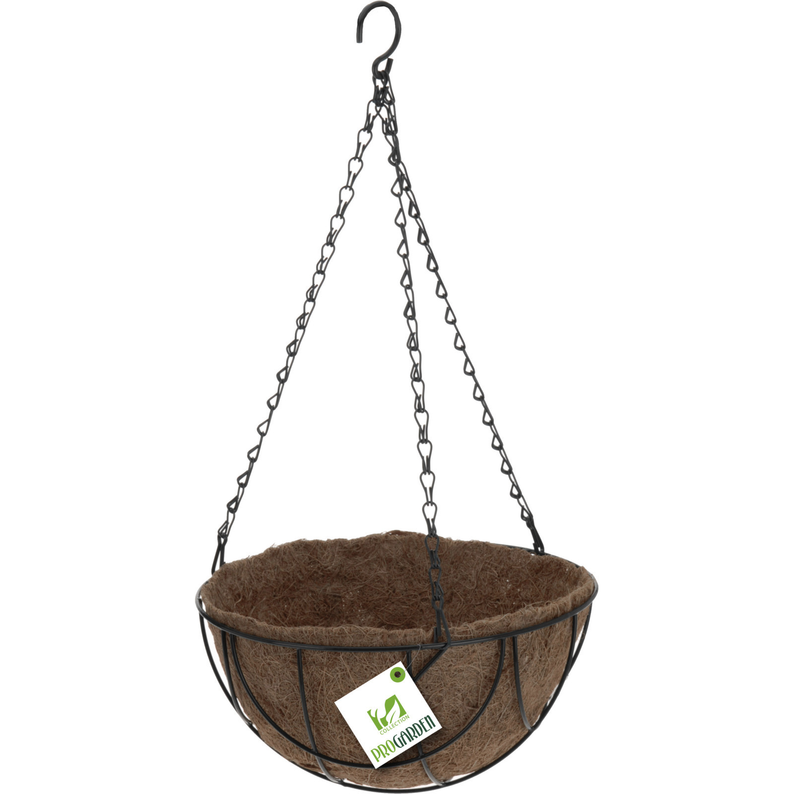 Metalen hanging basket-plantenbak zwart met ketting 25 cm hangende bloemen