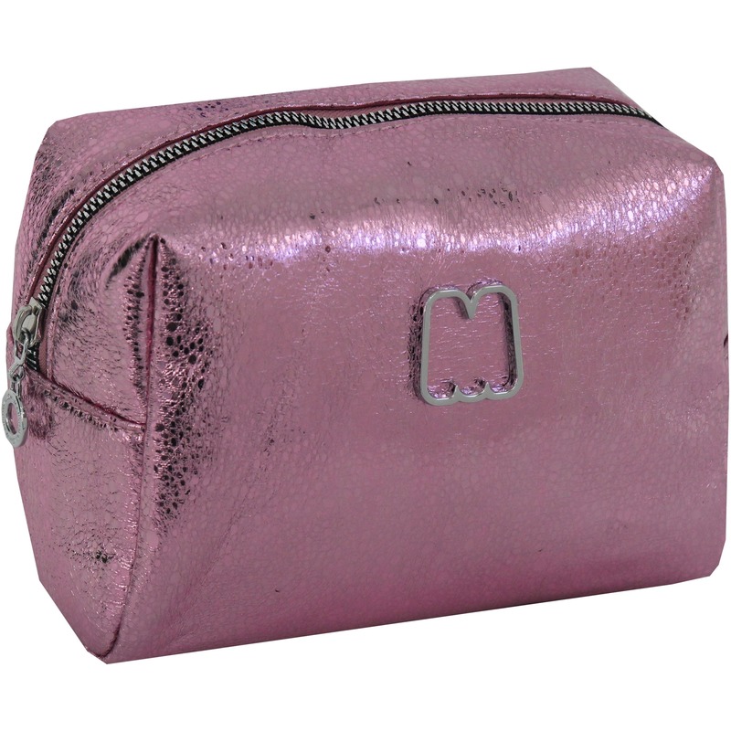 Metallic toilettas-make-up etui roze 22 cm