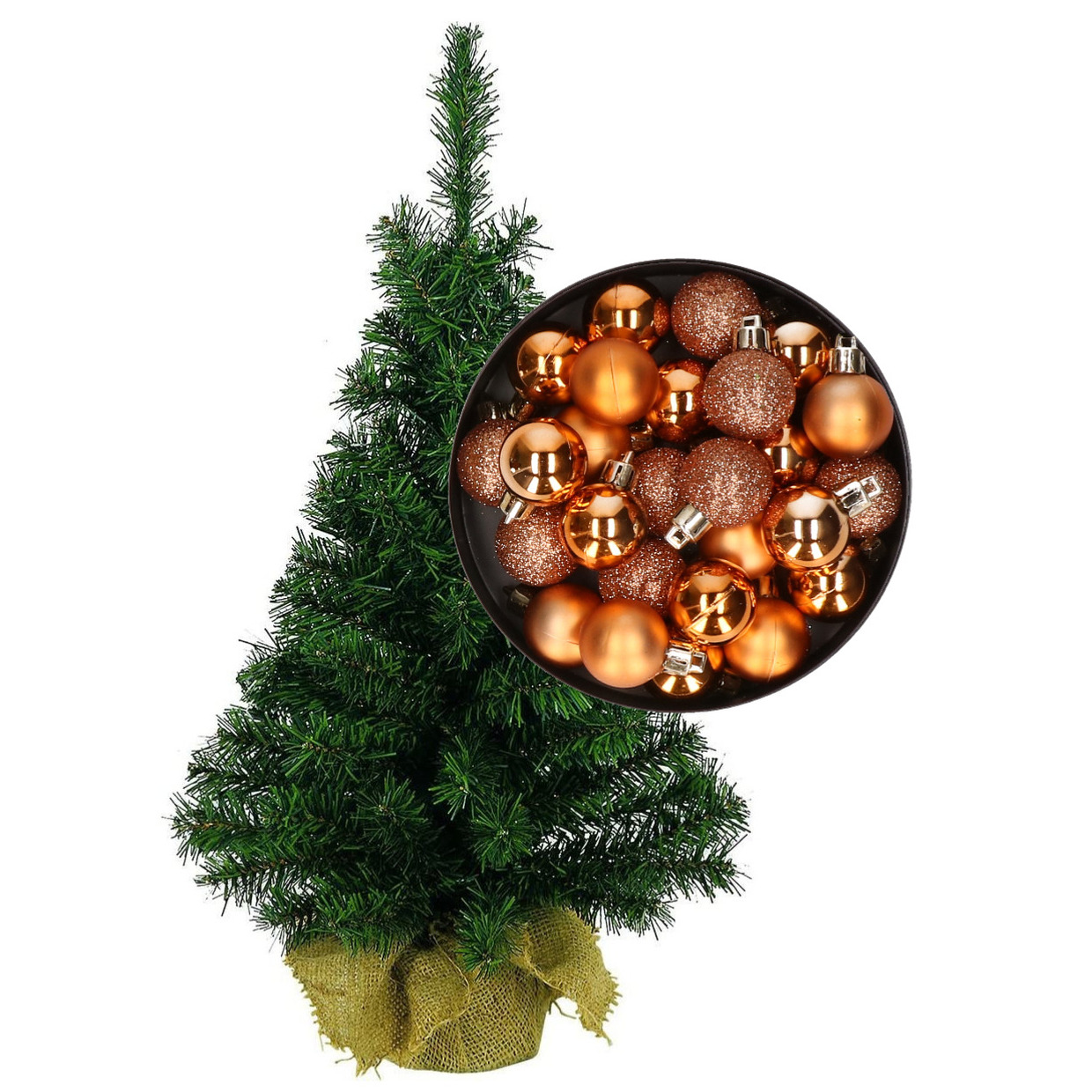 Mini kerstboom-kunst kerstboom H35 cm inclusief kerstballen koper