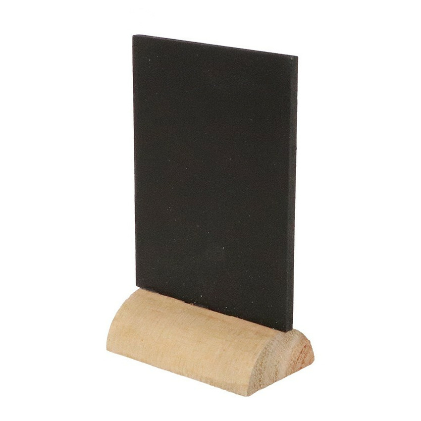 Mini krijtbordjes-schrijfbordjes op houten voet zwart 8 cm