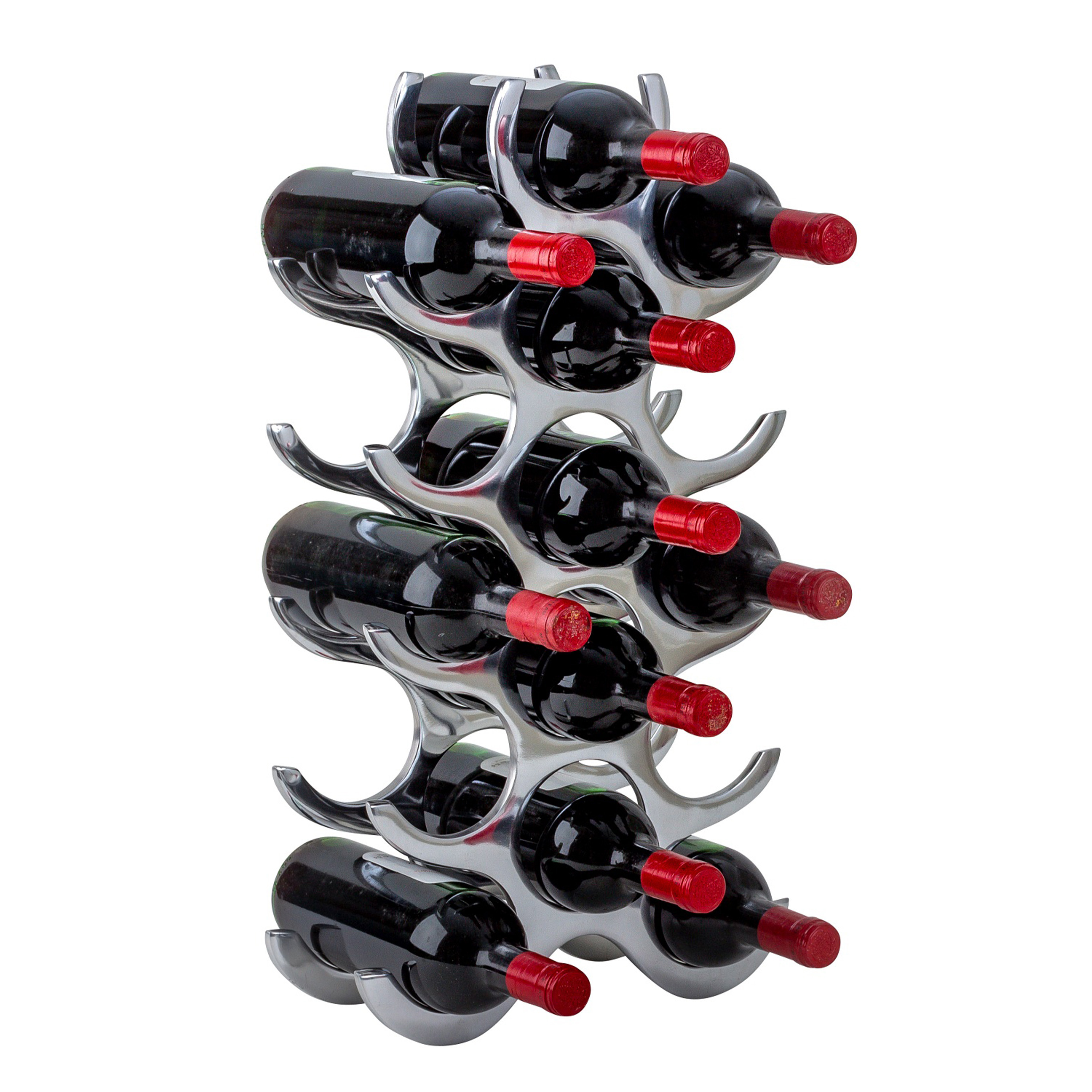 Modern stijlvol Wijnrek voor 15 flessen chrome metaal 31 x 58 cm