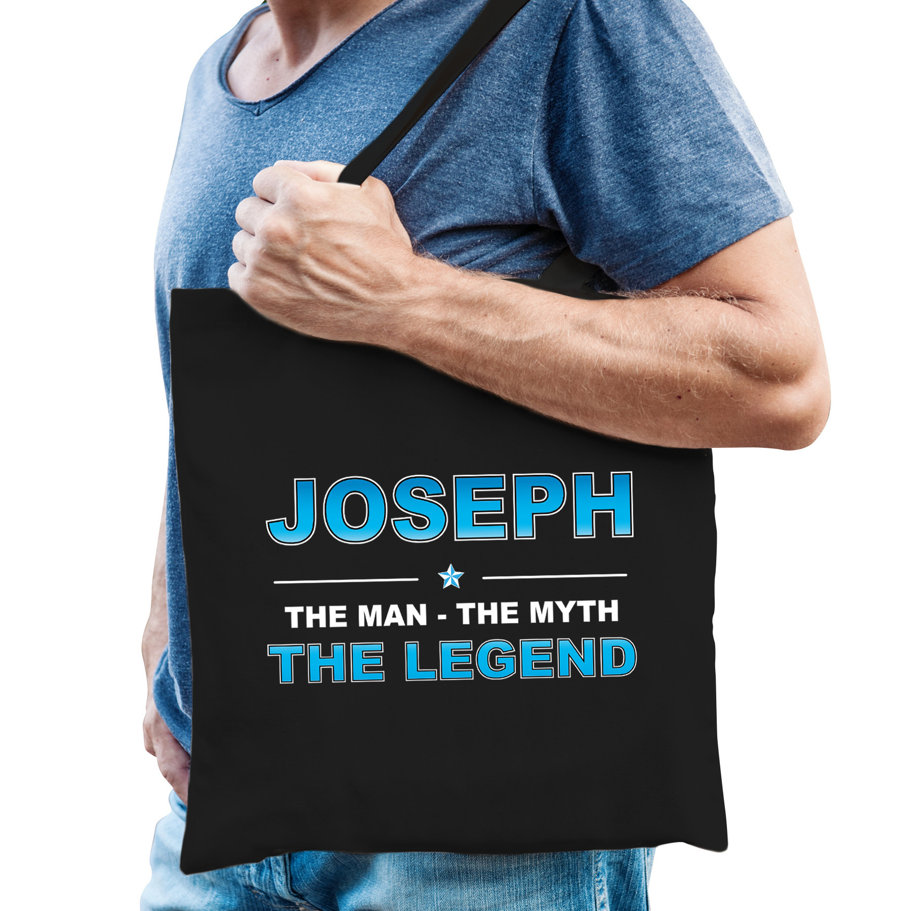 Naam cadeau tas Joseph the legend zwart voor heren