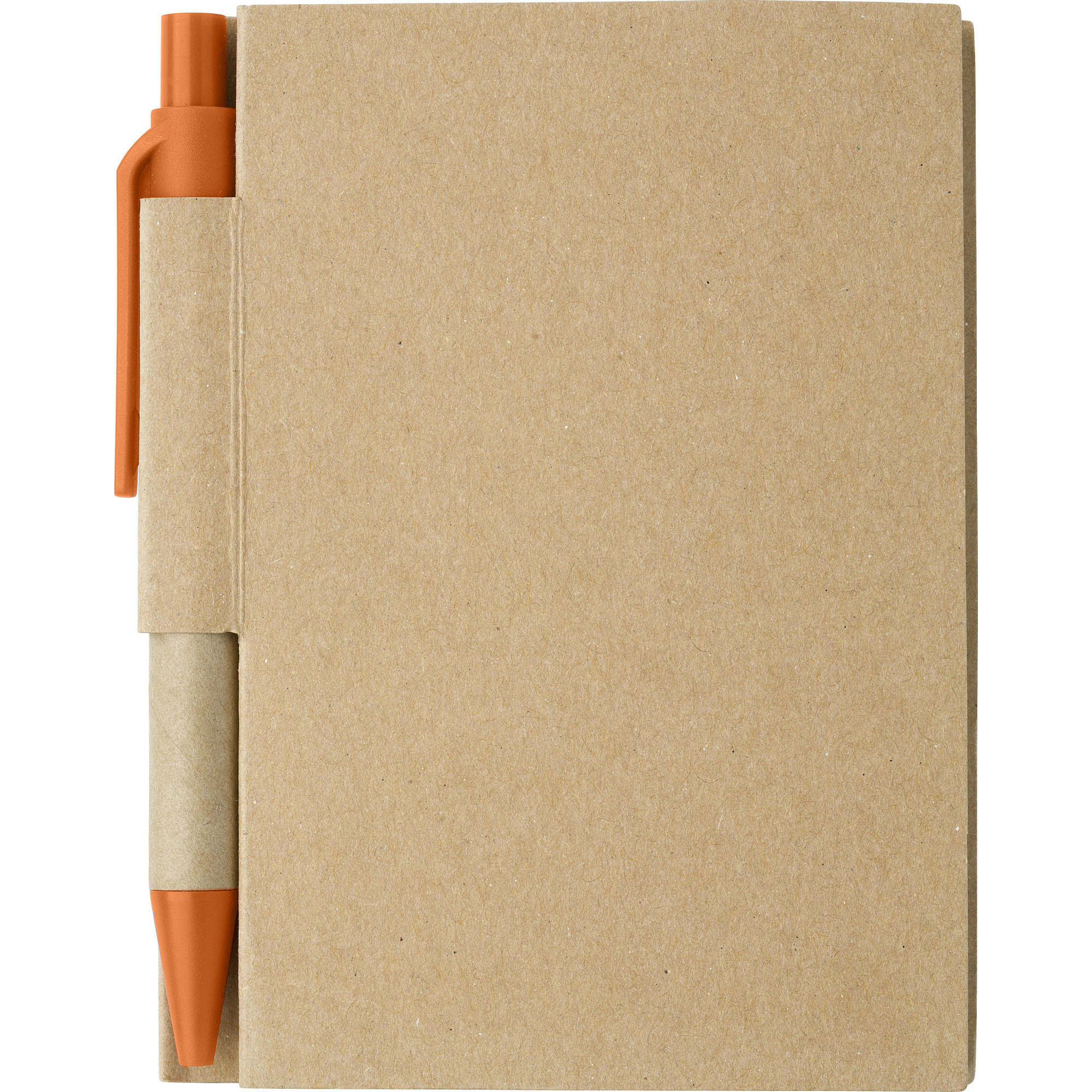 Notitie boekje-blok met balpen harde kaft beige-oranje 11 x 8 cm 80 bladzijden gelinieerd