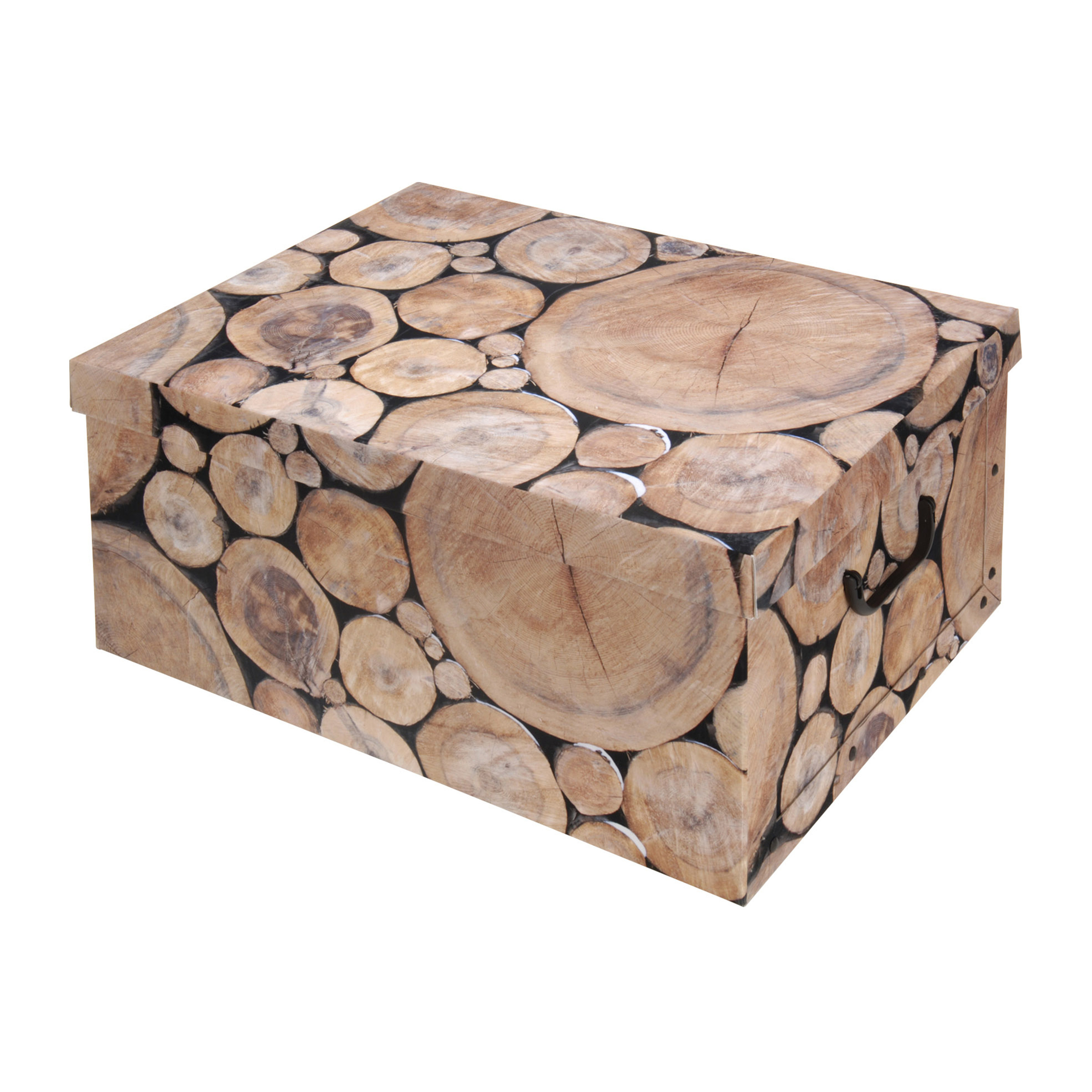 Opbergdoos-opberg box van karton met boomstam print bruin 37 x 30 x 16 cm