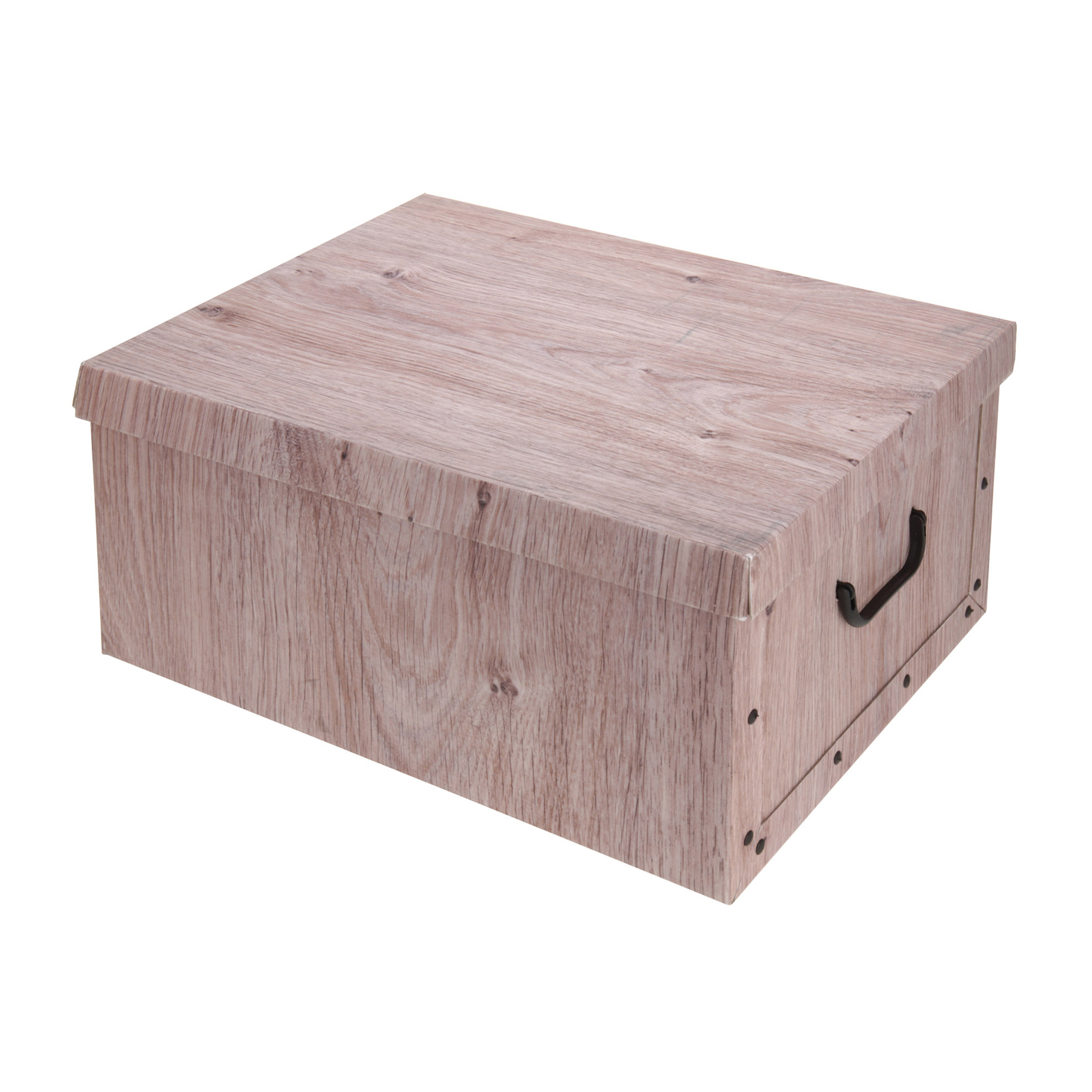 Opbergdoos-opberg box van karton met hout print bruin 37 x 30 x 16 cm