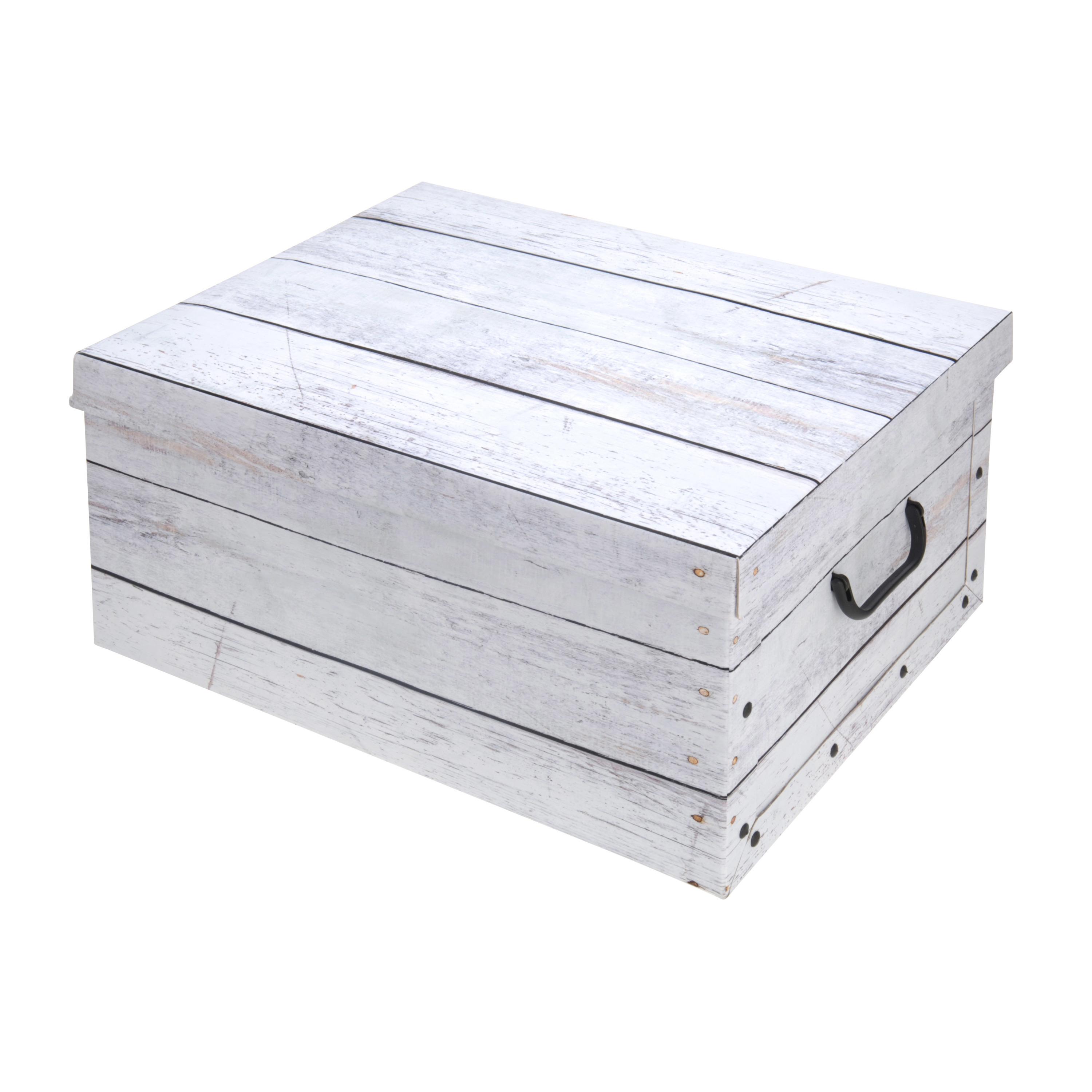 Opbergdoos-opberg box van karton met hout print wit 37 x 30 x 16 cm