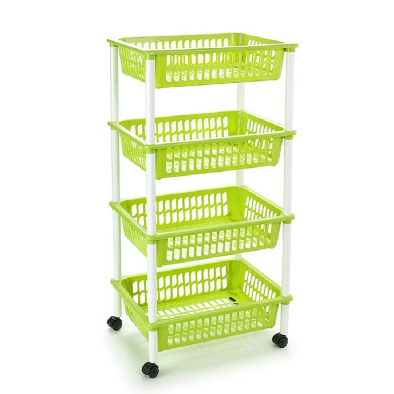 Opberger-organiser trolley-roltafel met 4 manden 85 cm groen