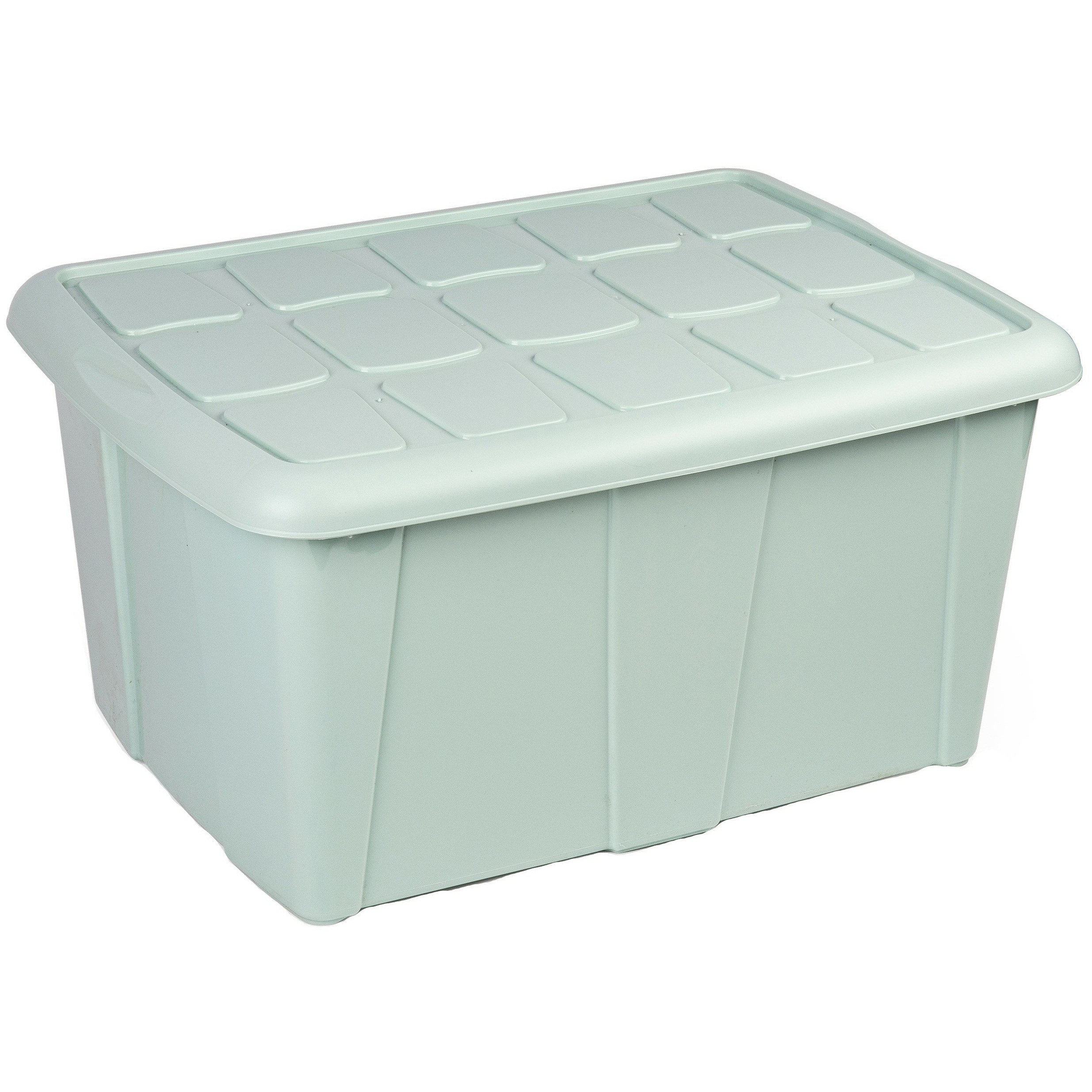 Opslagbox kist van 60 liter met deksel Mintgroen kunststof 63 x 46 x 32 cm
