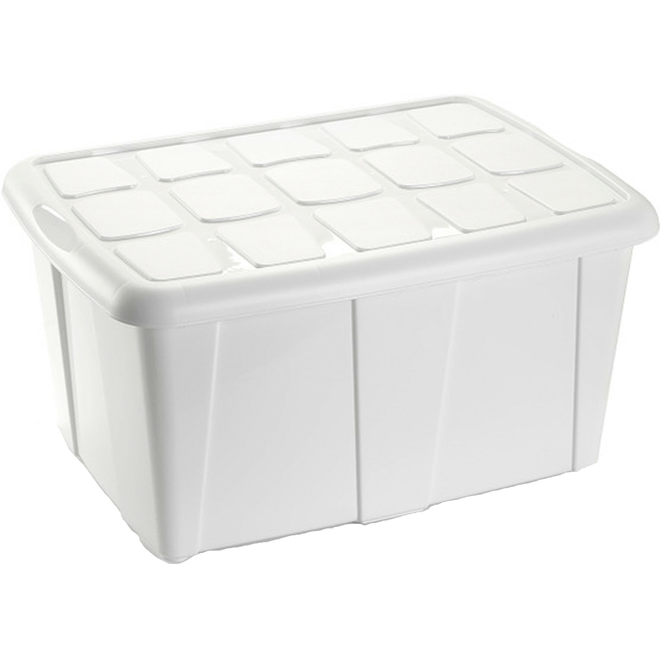 Opslagbox kist van 60 liter met deksel Wit kunststof 63 x 46 x 32 cm