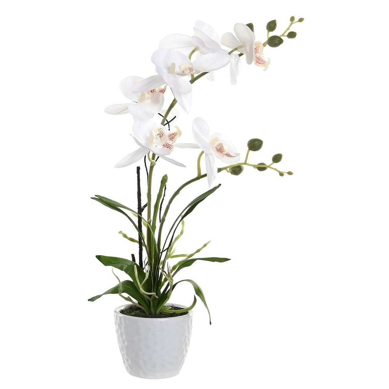Orchidee bloemen kunstplant in witte bloempot witte bloemen H45 cm