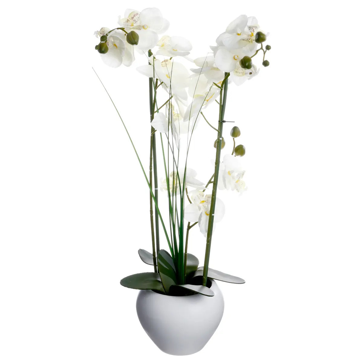 Orchidee bloemen kunstplant in witte bloempot witte bloemen H53 cm