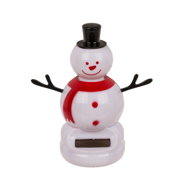 Out of the Blue Solar bewegende sneeuwpop 10,5 cm kerst beeldjes-cadeau