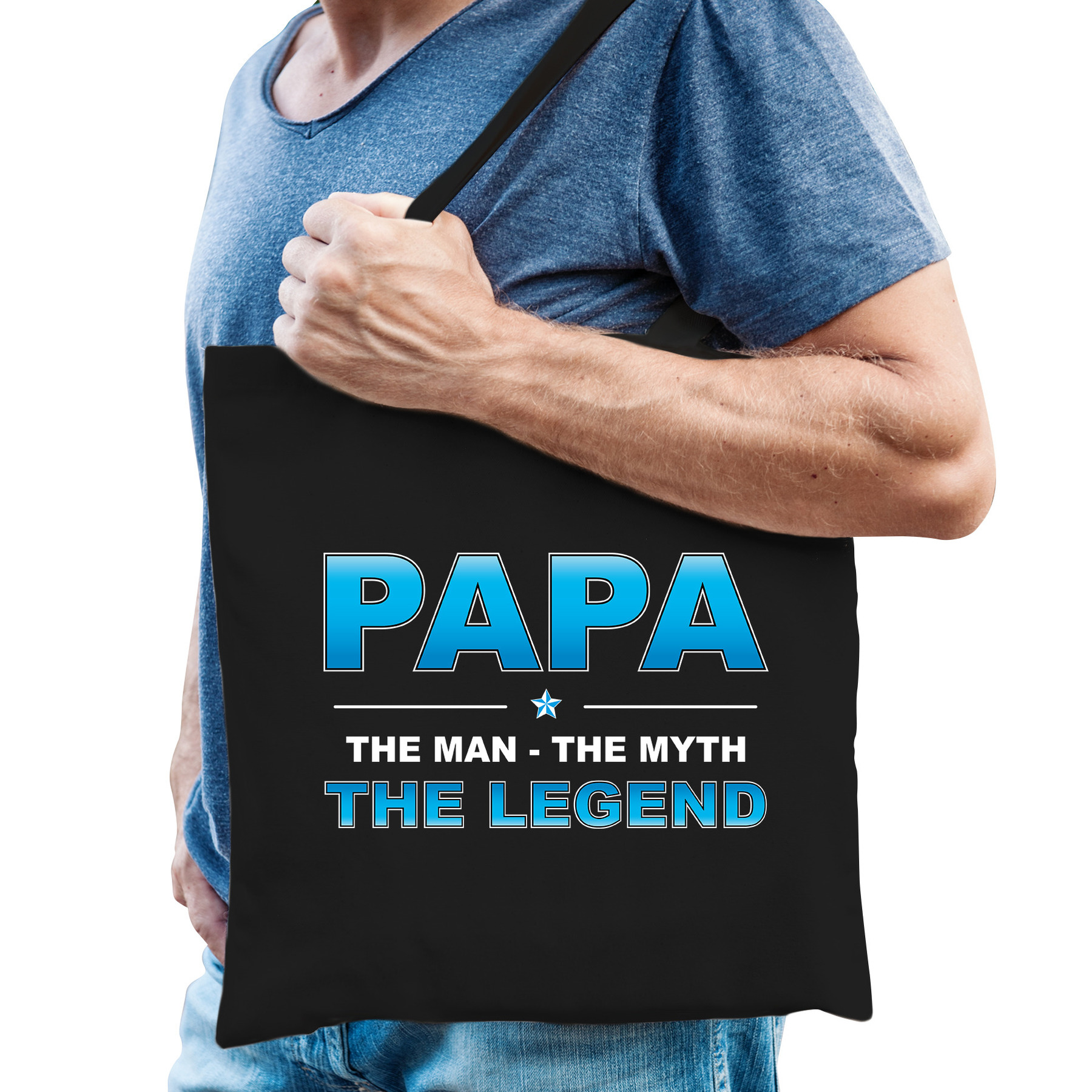 Papa the legend cadeau tas zwart voor heren