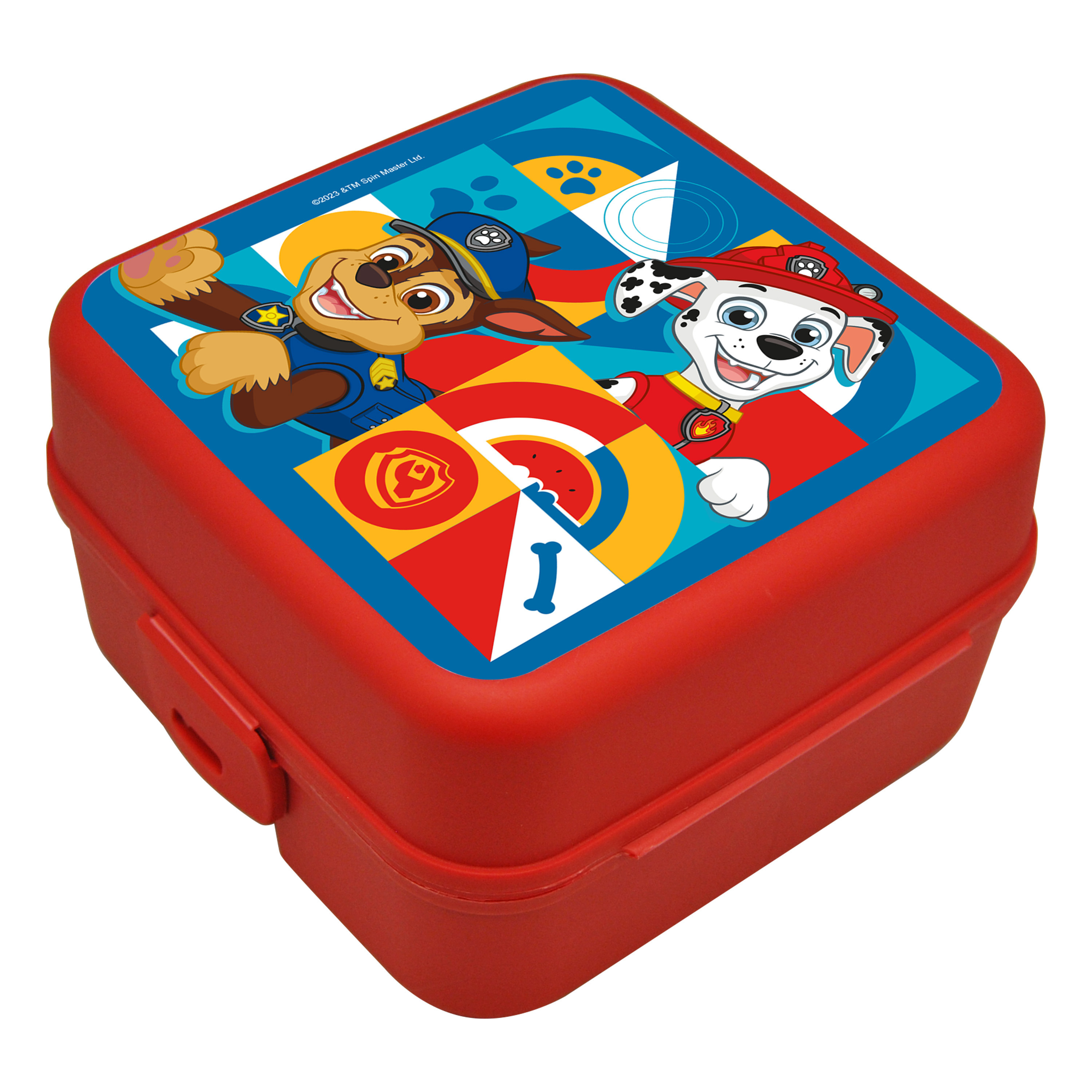 Paw Patrol broodtrommel-lunchbox voor kinderen rood kunststof 14 x 8 cm