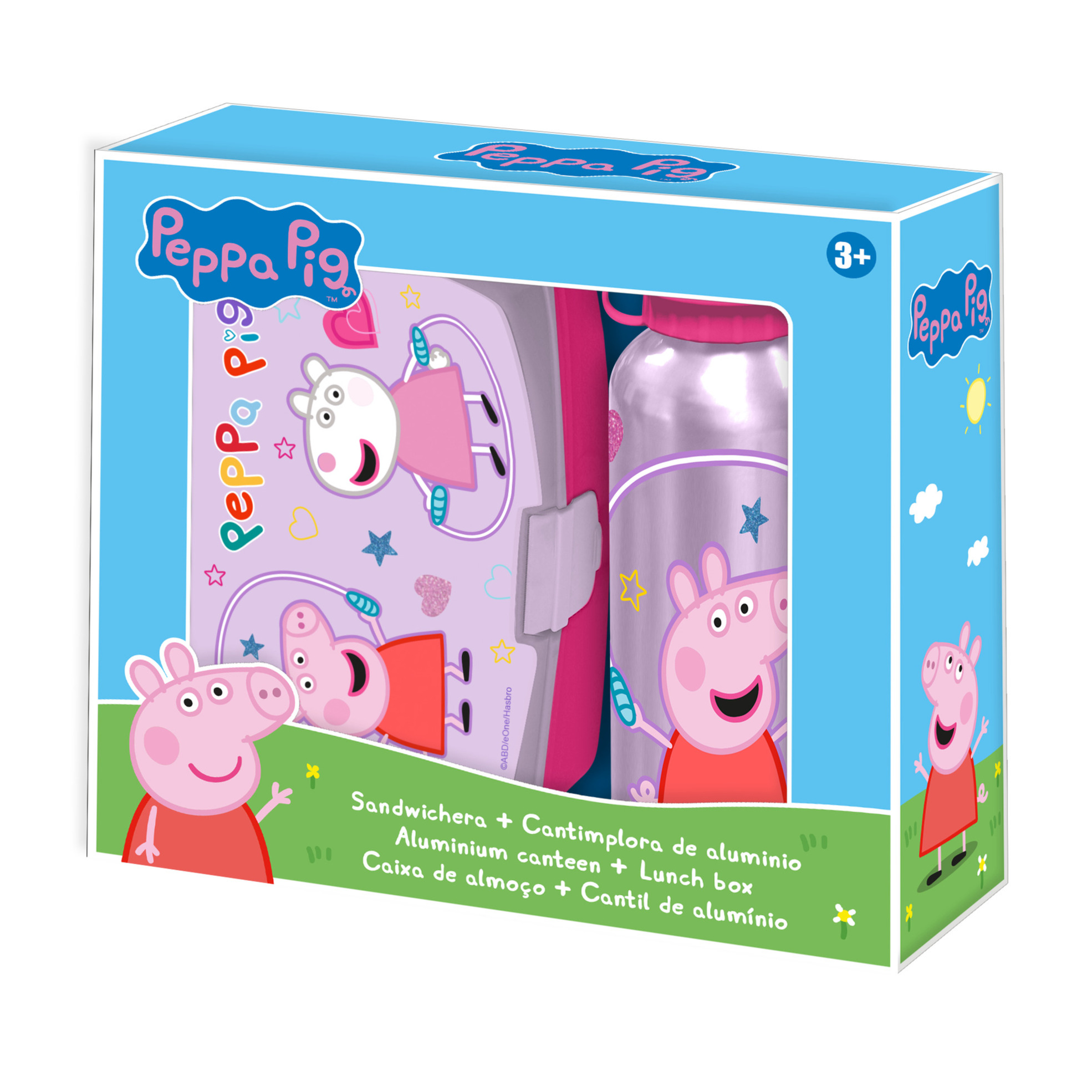 Peppa Pig lunchbox set voor kinderen 2-delig roze aluminium-kunststof
